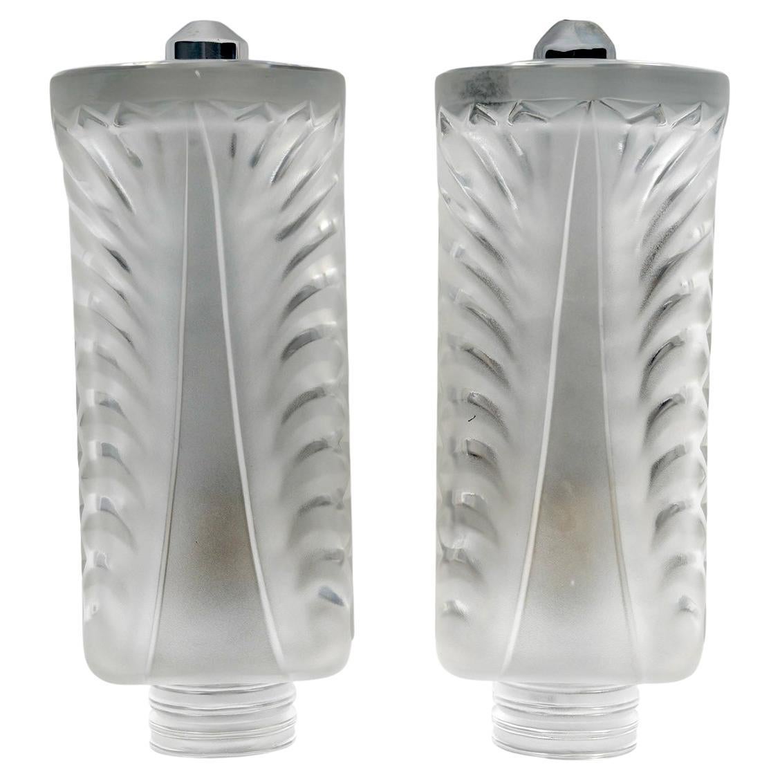 1951 Marc Lalique - Art Deco Palmes Appliques murales Cristal