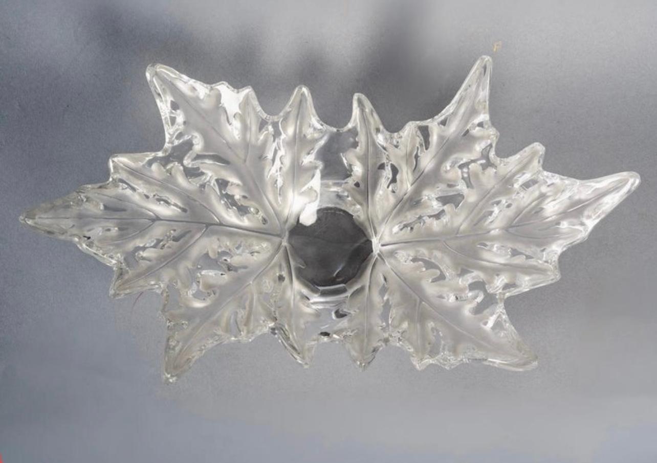 French 1951 Marc Lalique - Bowl Champs Elysées Clear And Frosted Crystal