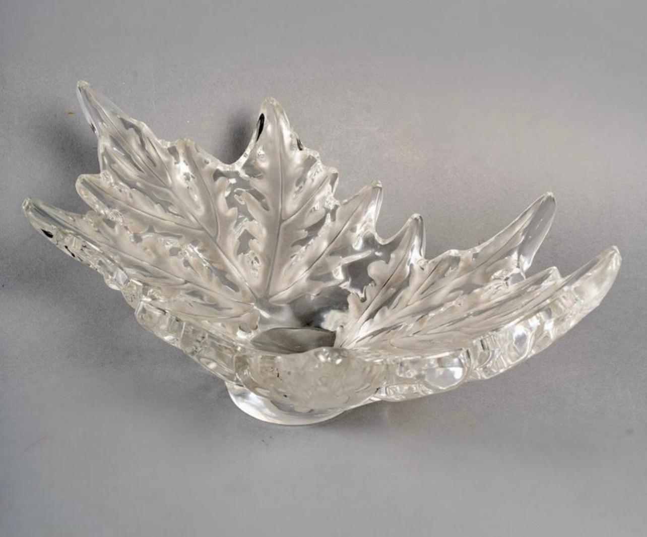 Molded 1951 Marc Lalique - Bowl Champs Elysées Clear And Frosted Crystal