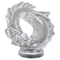 Sculpture « Deux Poissons Fishes » en cristal de Marc Lalique, 1951