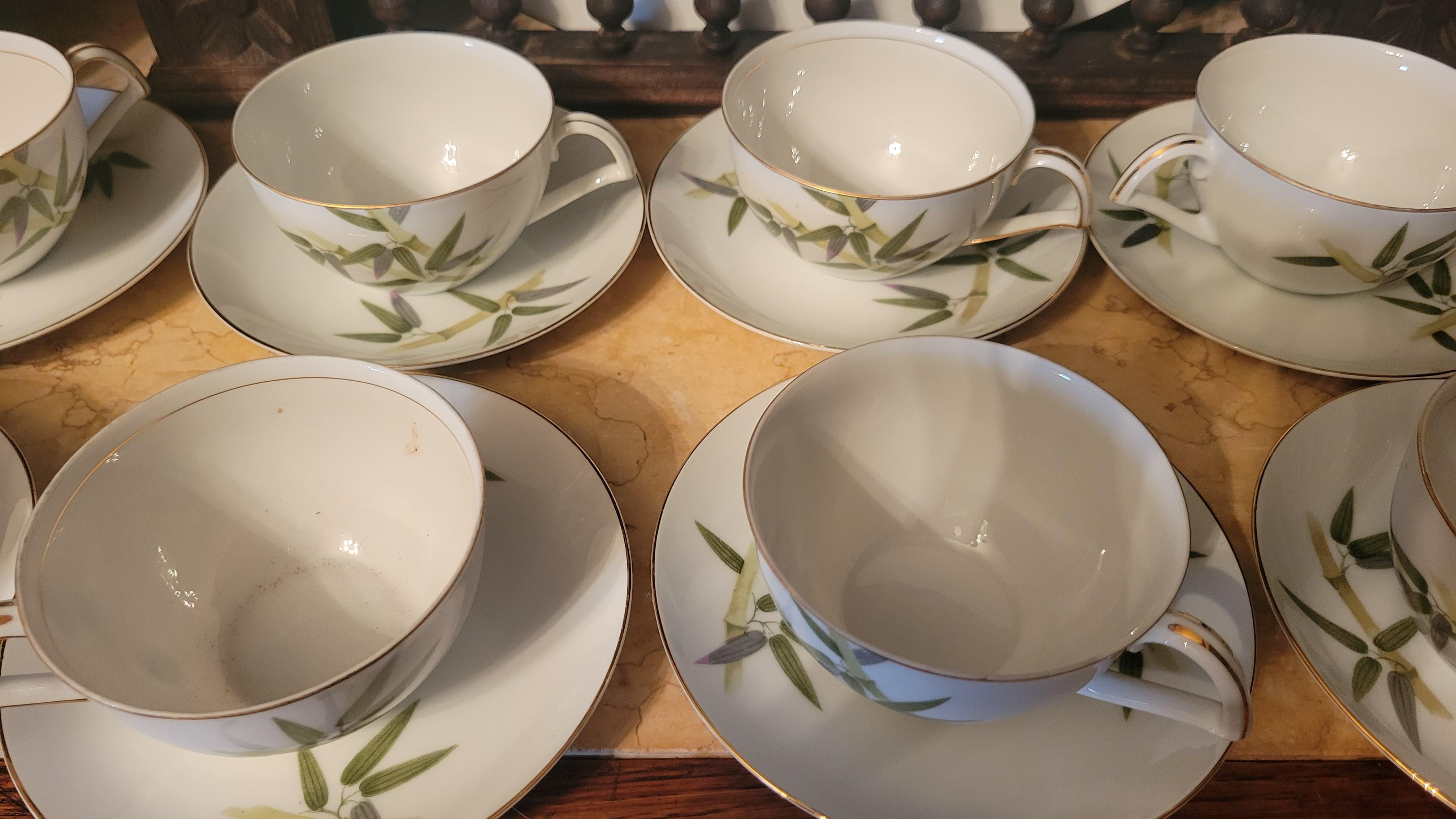 1951 Narumi Japan 'Spring Bamboo' Fine China - 8 Person Set For Sale 5