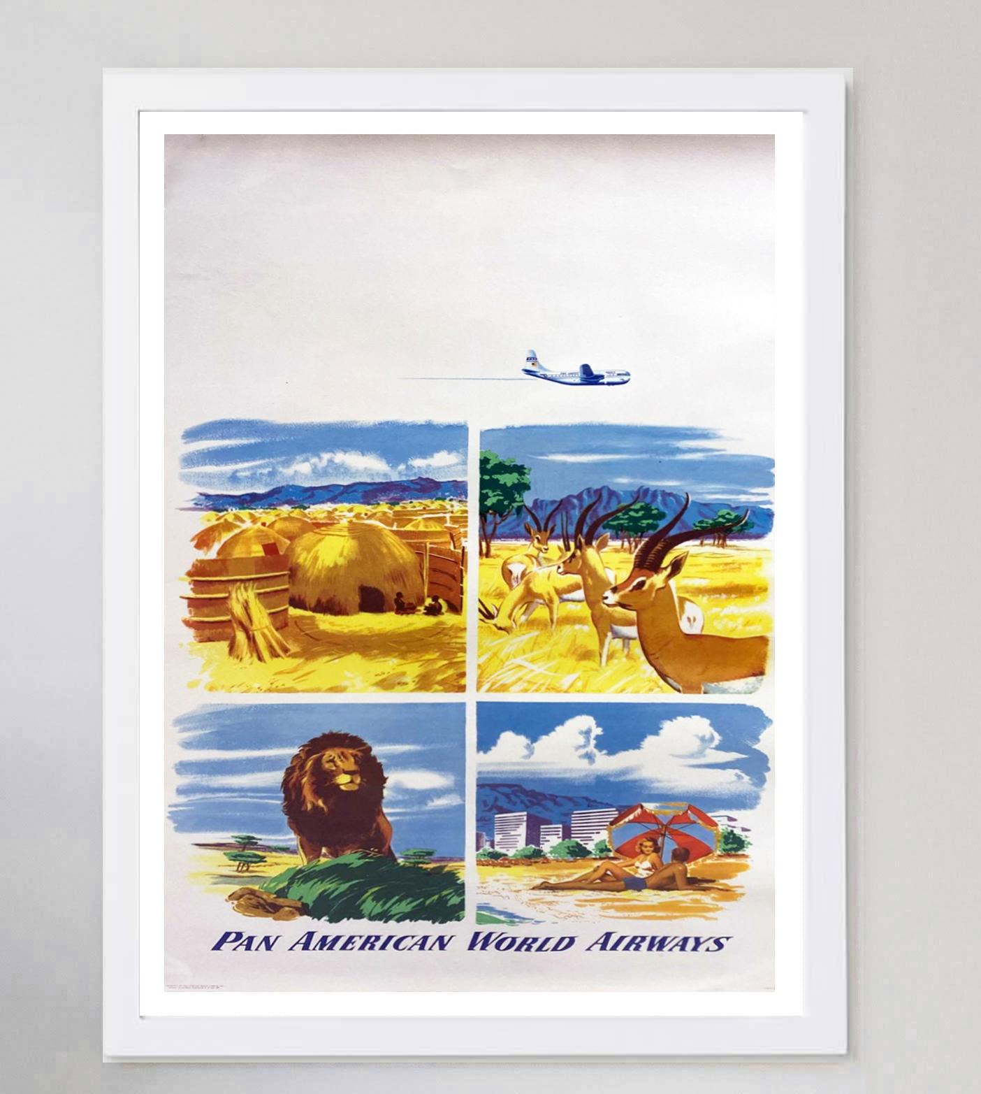 Mid-Century Modern Affiche vintage d'origine d'Airbus Pan American World Airways, 1951 en vente
