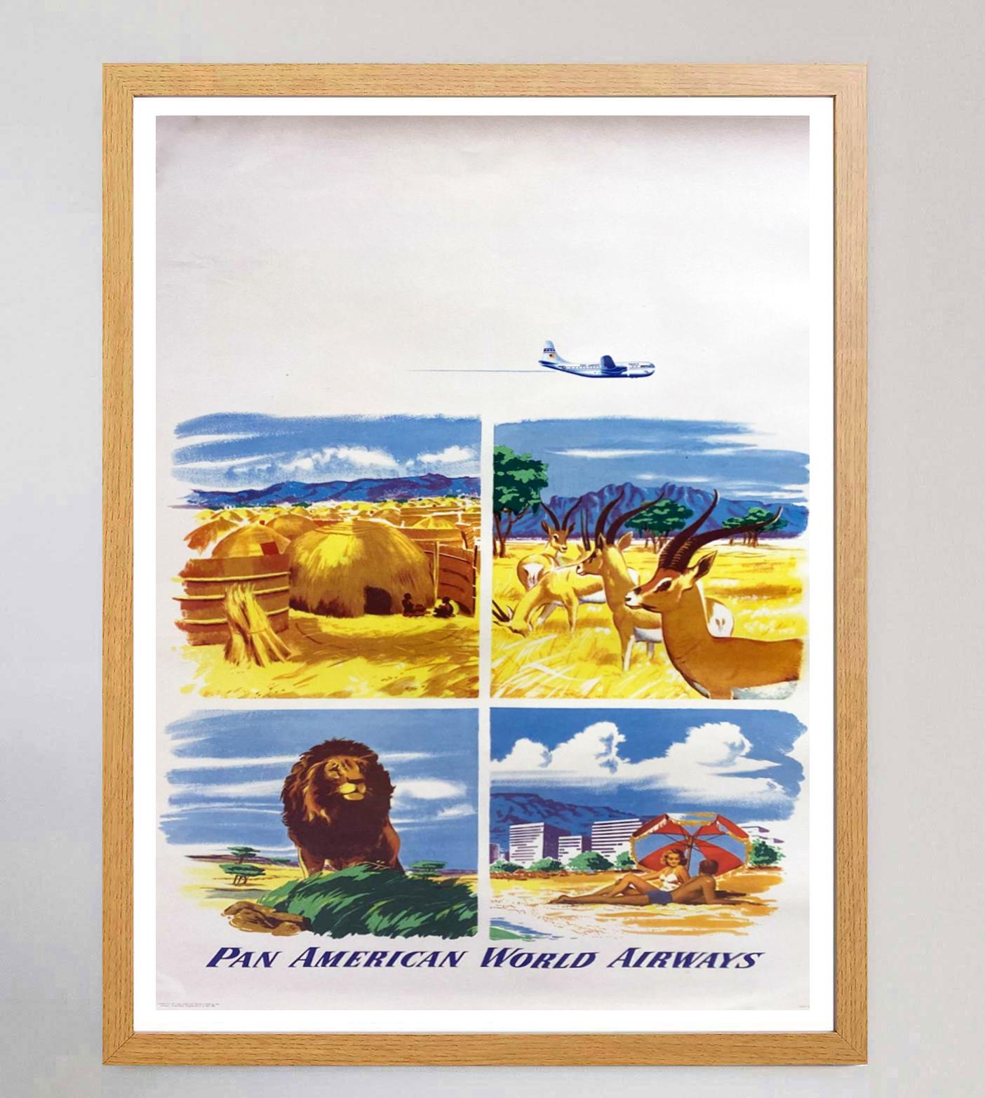 1951 Pan American World Airways Original Vintage Poster In Good Condition For Sale In Winchester, GB