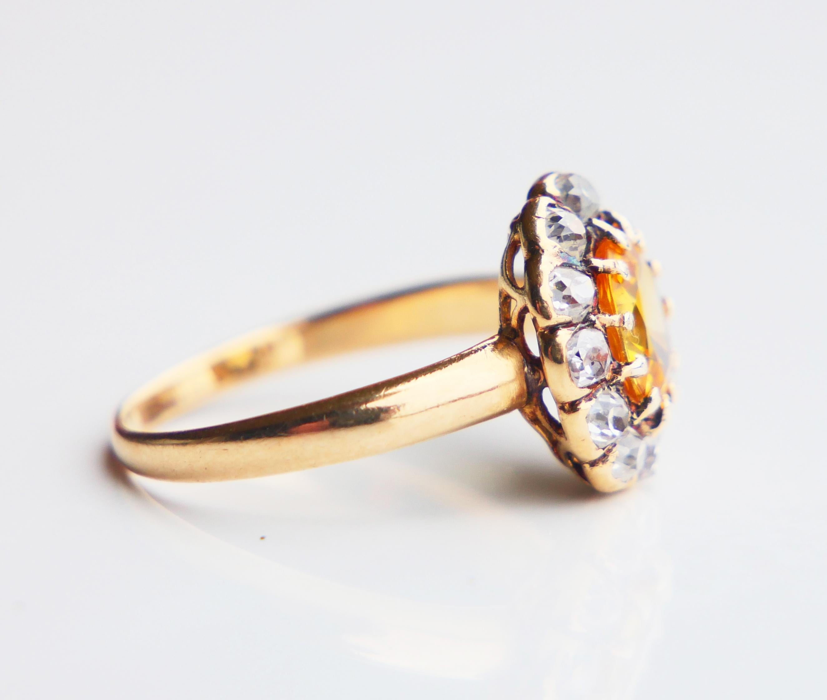 1951 Ring natural 1.75ct Yellow Sapphire 1ctw Diamonds 18K Gold ØUS7.25 / 4.25gr For Sale 9