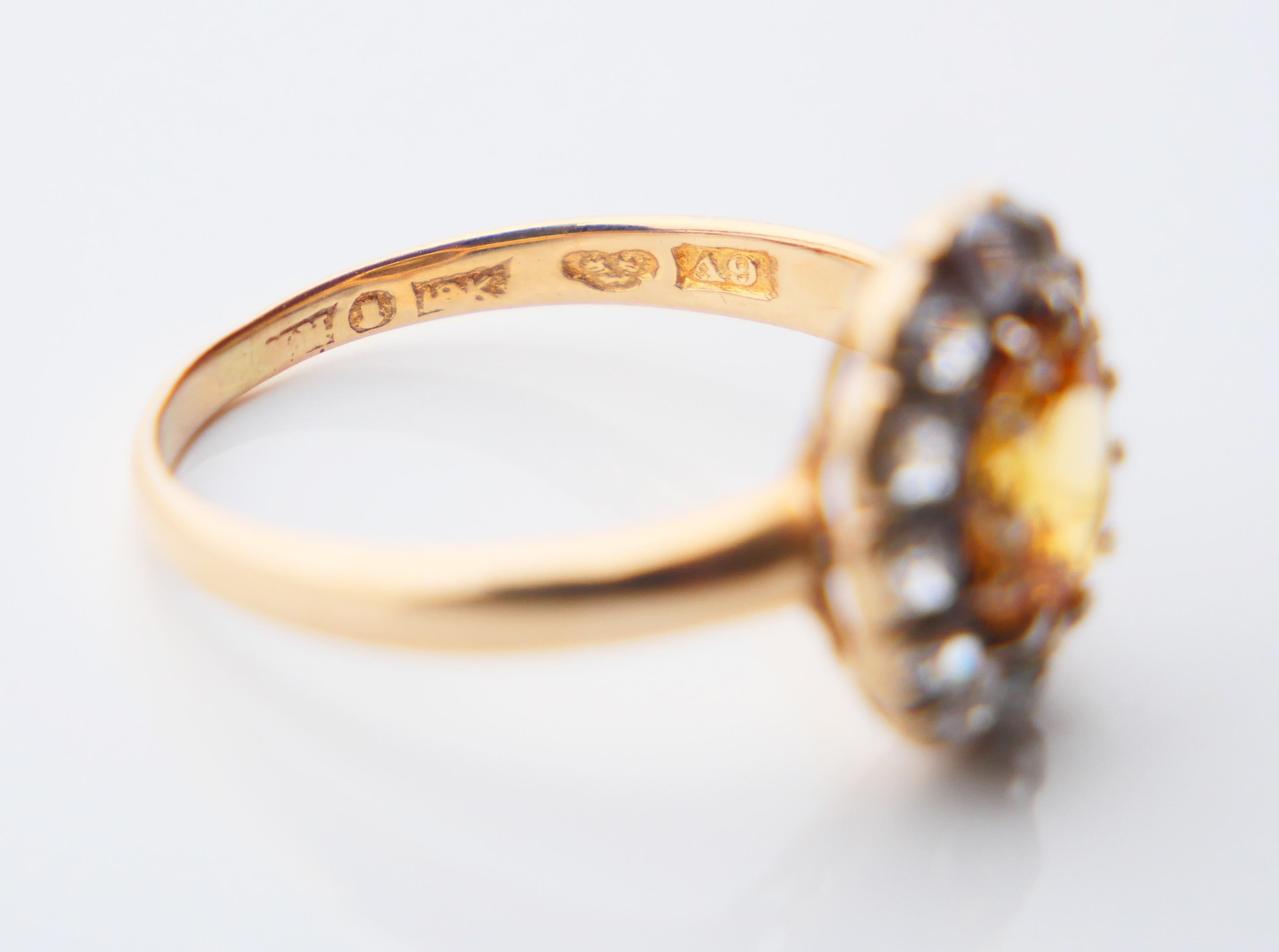 1951 Ring natural 1.75ct Yellow Sapphire 1ctw Diamonds 18K Gold ØUS7.25 / 4.25gr For Sale 10