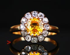 1951 Anello naturale 1.75ct Yellow Sapphire 1ctw Diamonds 18K Gold ØUS7.25 / 4.25gr