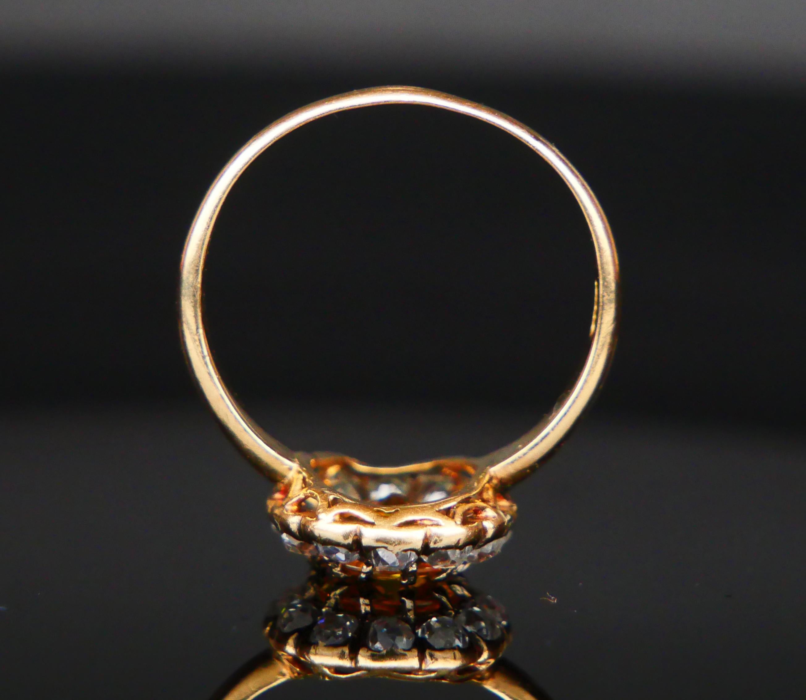 1951 Ring natural 1.75ct Yellow Sapphire 1ctw Diamonds 18K Gold ØUS7.25 / 4.25gr For Sale 1
