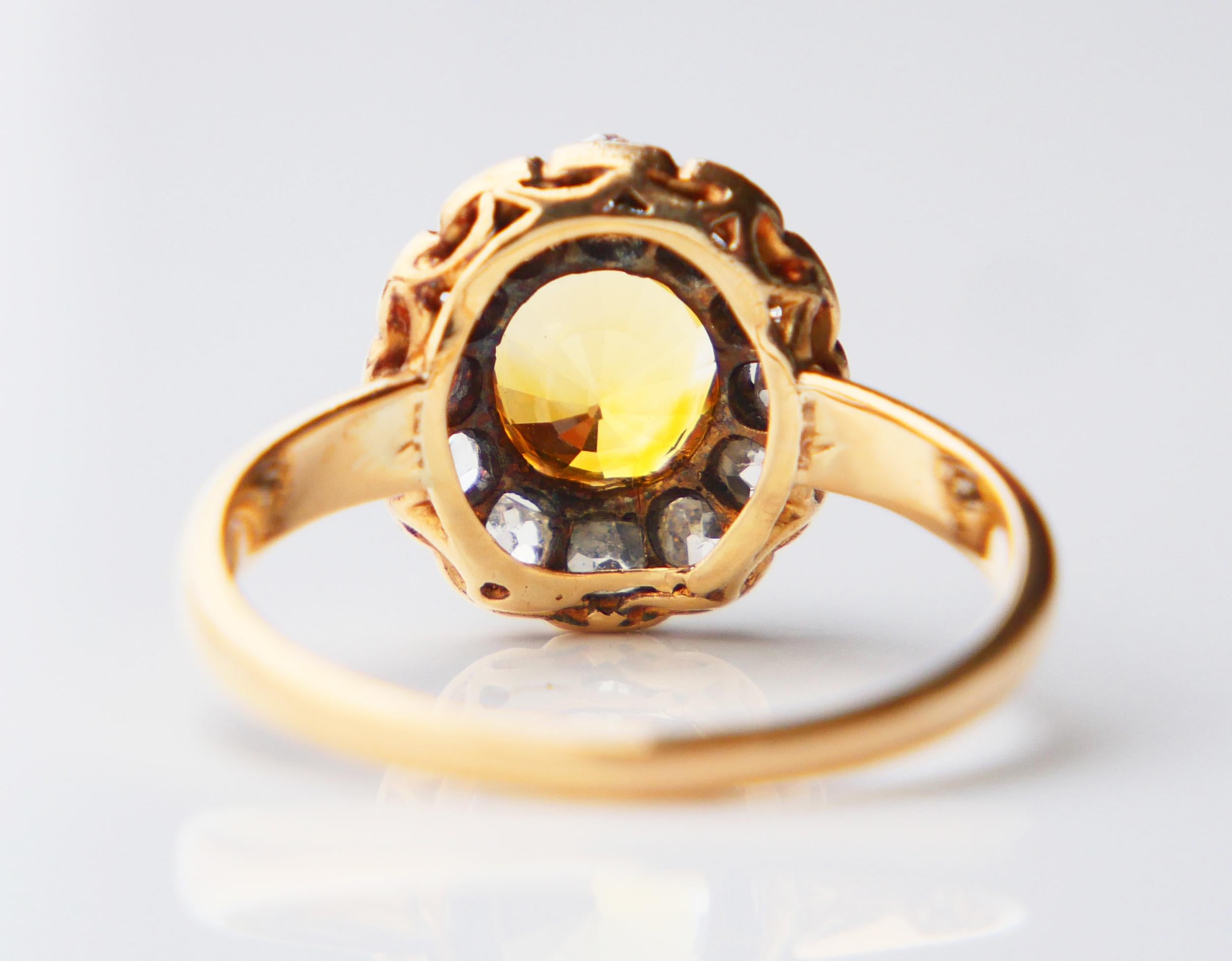 1951 Ring natural 1.75ct Yellow Sapphire 1ctw Diamonds 18K Gold ØUS7.25 / 4.25gr For Sale 6