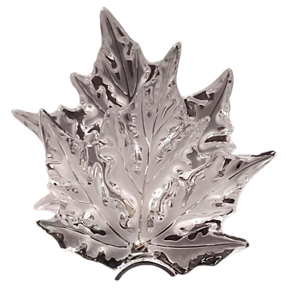 1951 Single Mid-Century Modern Lalique Leaf Form Sconce For Sale