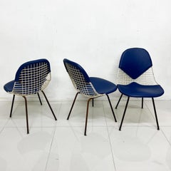 1951 Three Vintage Blue Bikini Wire Chairs DKX by Eames for Herman Miller
