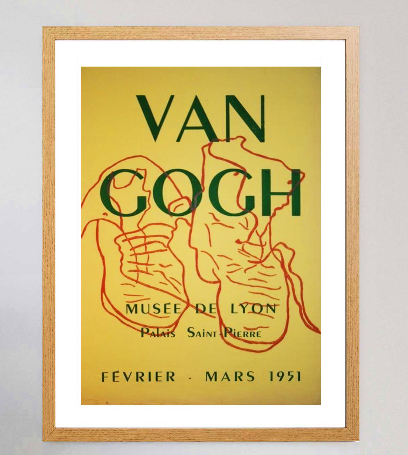 1951 Vincent van Gogh - Musee de Lyon Cartel Vintage Original Francés en venta