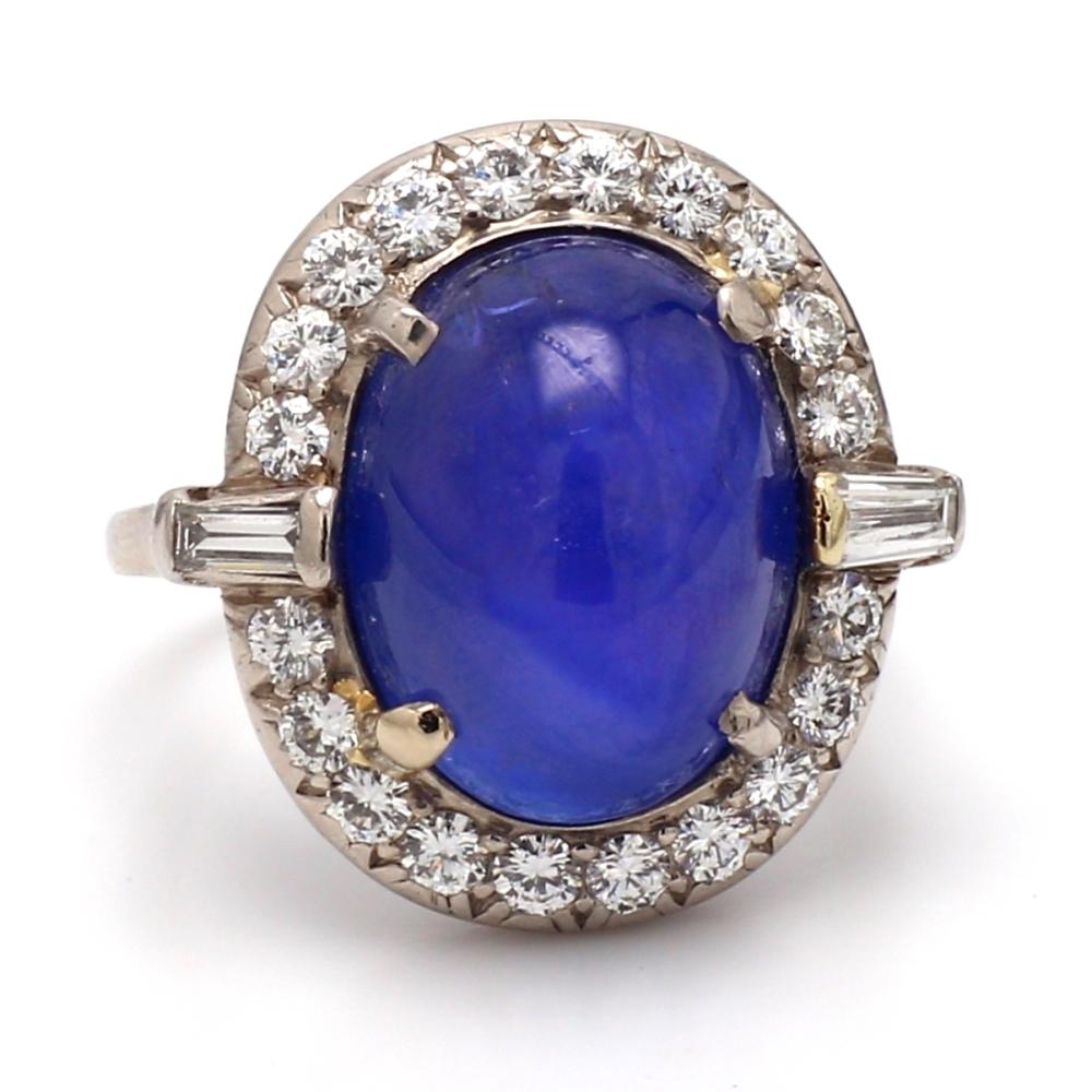 Taille ovale 19.51ct Bague saphir étoilé Sz. 8 en vente