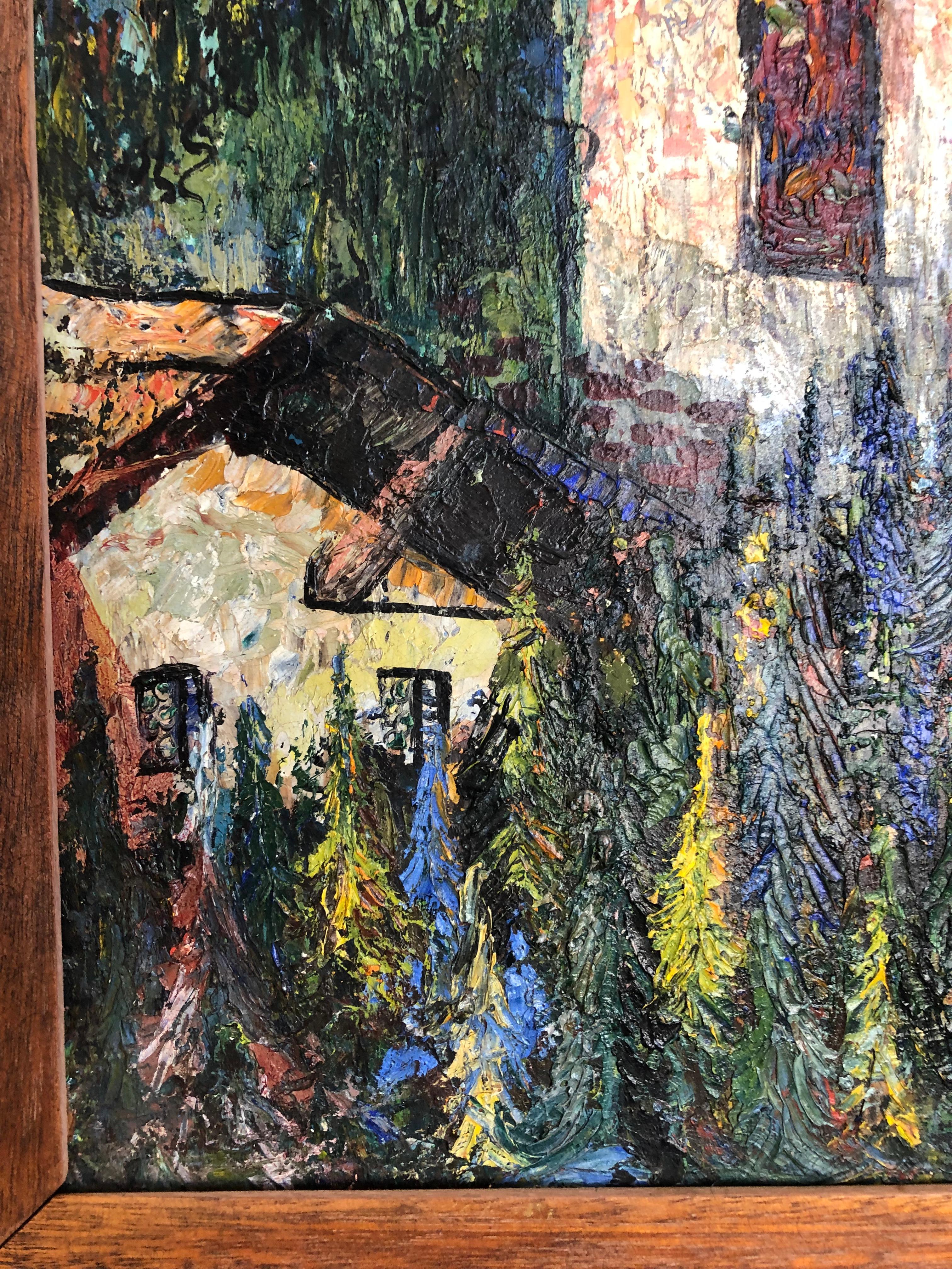  Kubistisches Gemälde auf Karton von Edward M. Brownlee mit dem Titel „Auf Tirol“ aus dem Jahr 1952. im Angebot 3