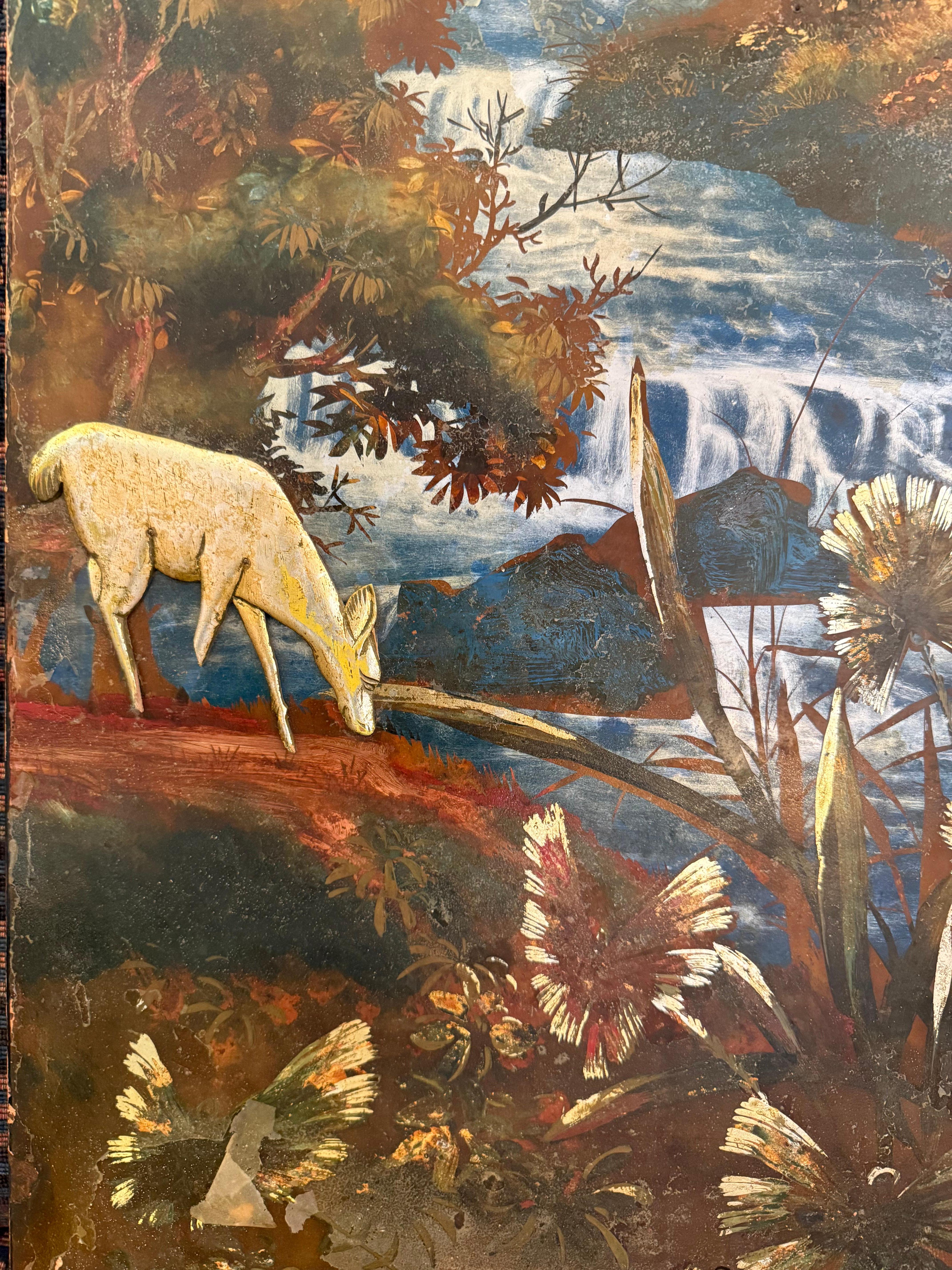 20th Century 1952 Antoine Alarie Signed Painting With Gold Leaves For Sale