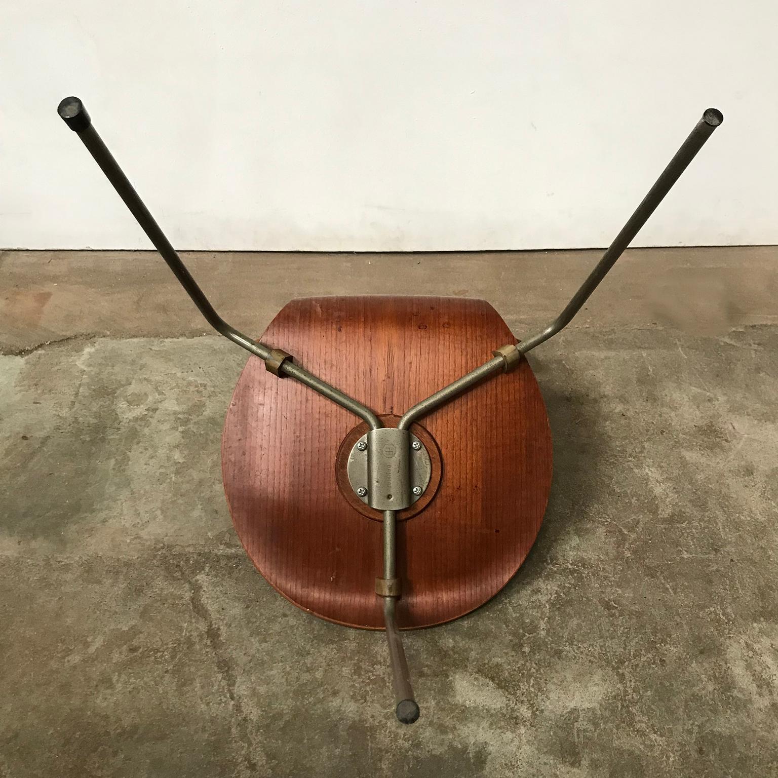 1952, Arne Jacobsen, for Fritz Hansen, Original Early Ant Chair Wood, Metal Mark 5