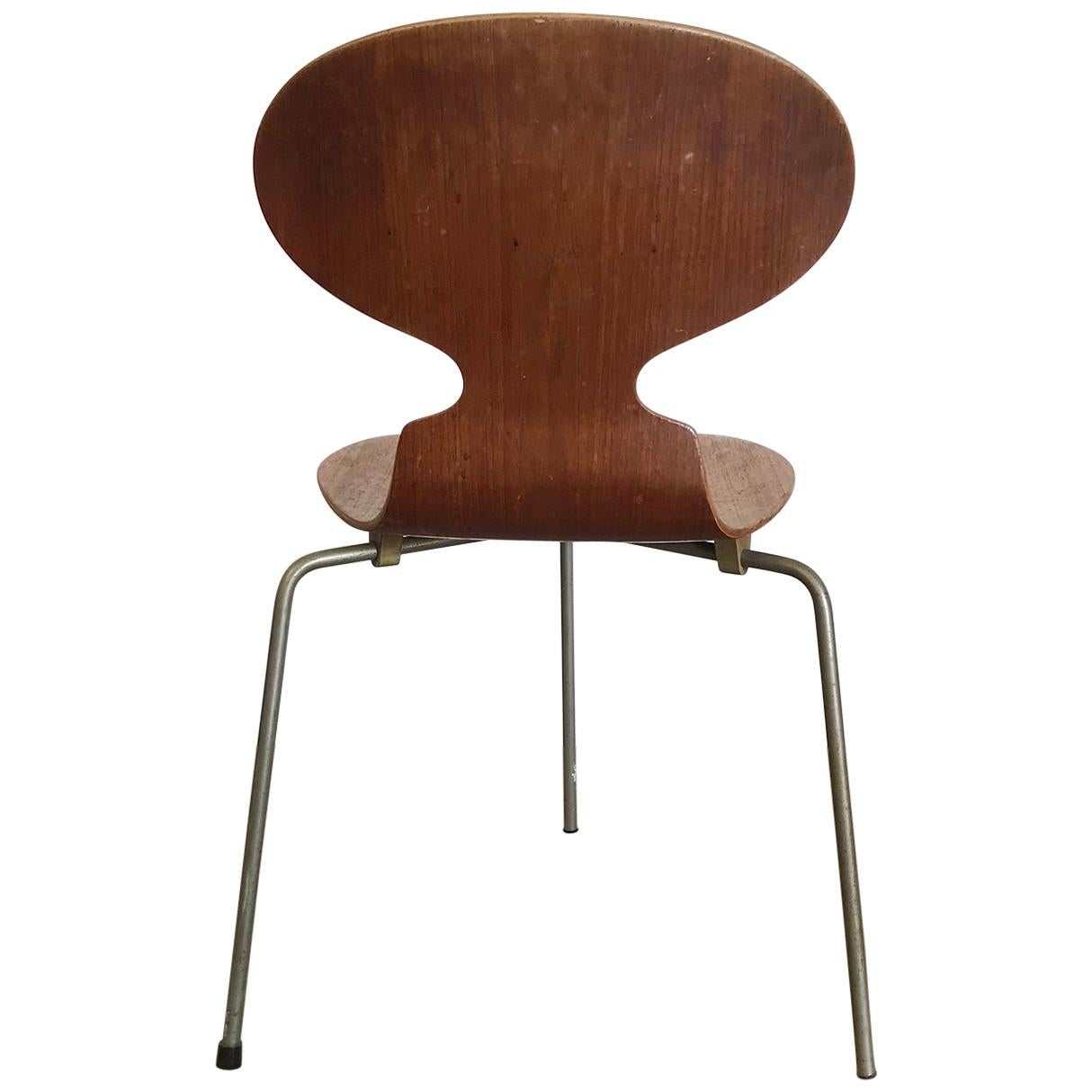 1952, Arne Jacobsen, for Fritz Hansen, Original Early Ant Chair Wood, Metal Mark