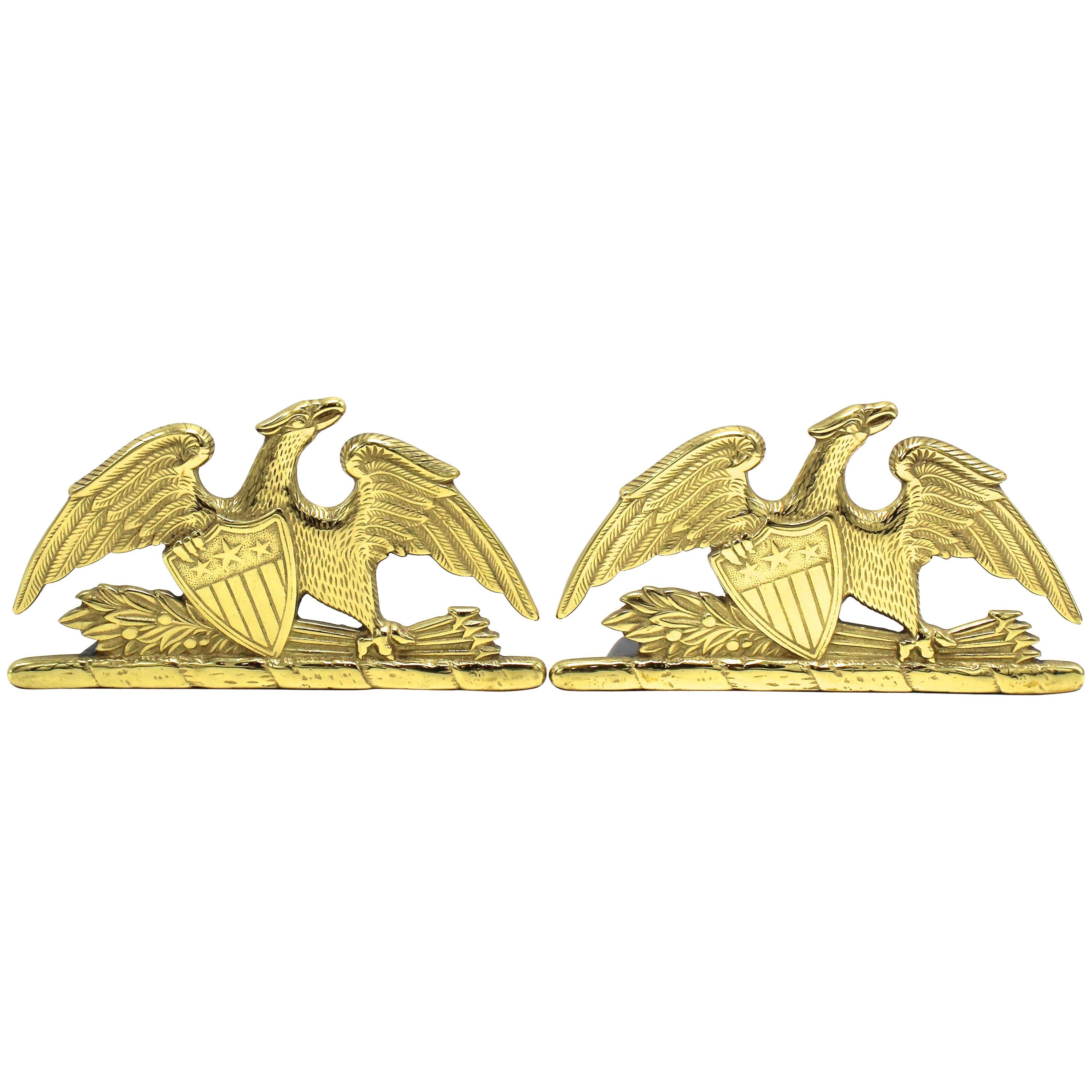 1952 Brass Spread Eagle Bookends by Virginia Metalcrafters