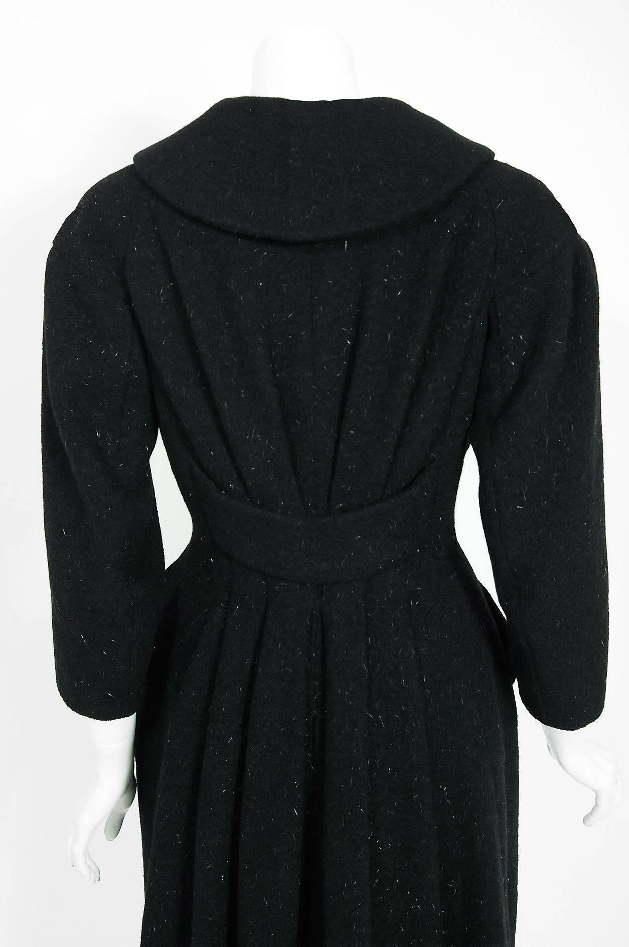 Women's Vintage 1952 Charles James Couture Documented Museum-Held Black Princess Coat