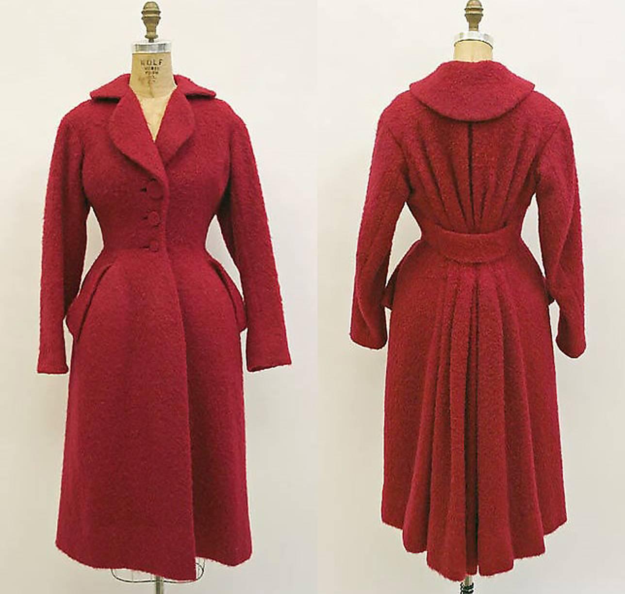 Vintage 1952 Charles James Couture Documented Museum-Held Black Princess Coat 2