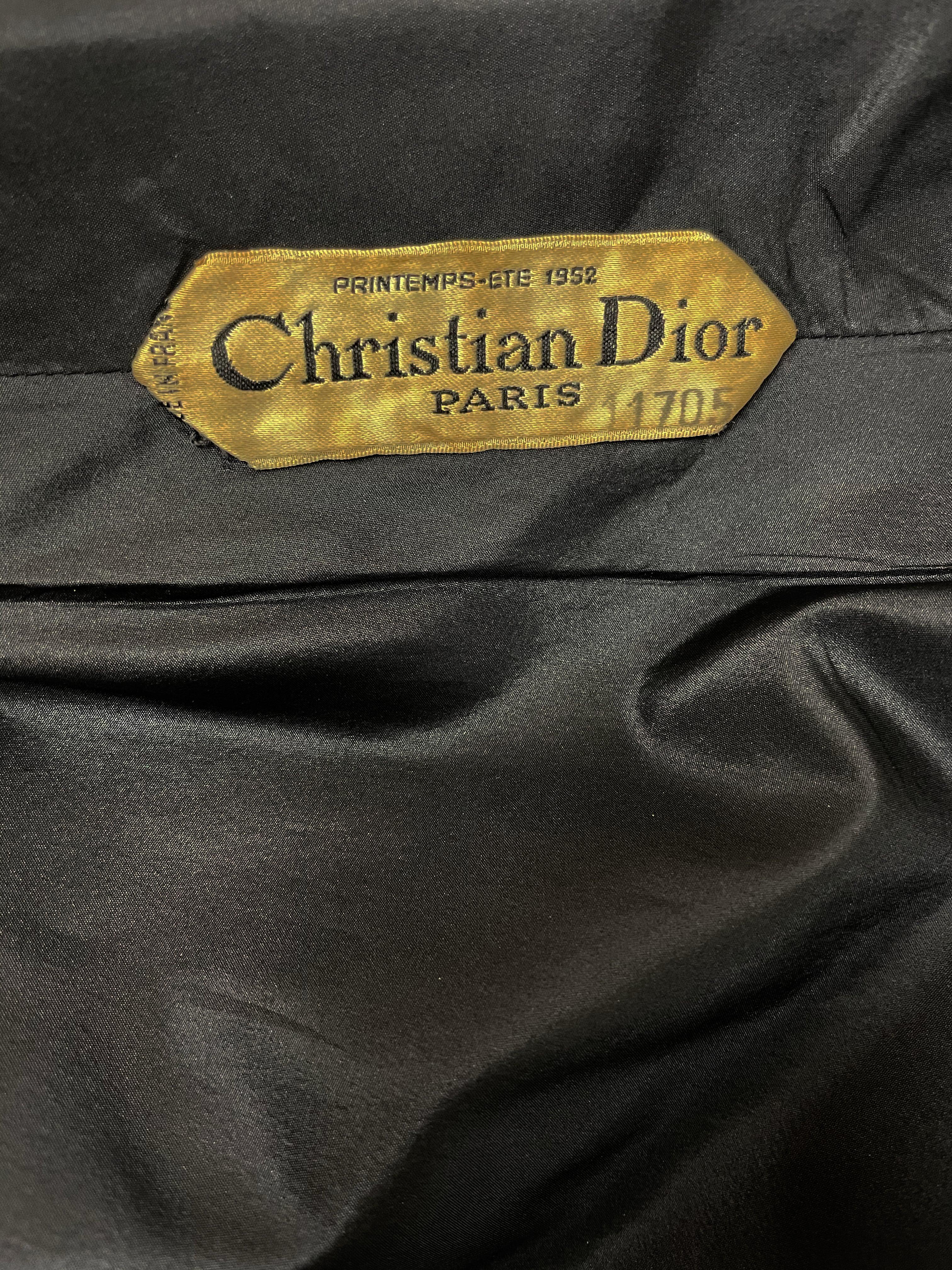 1952 Christian Dior Spring/Summer Couture Black Dupioni Silk Opera Swing Coat 3