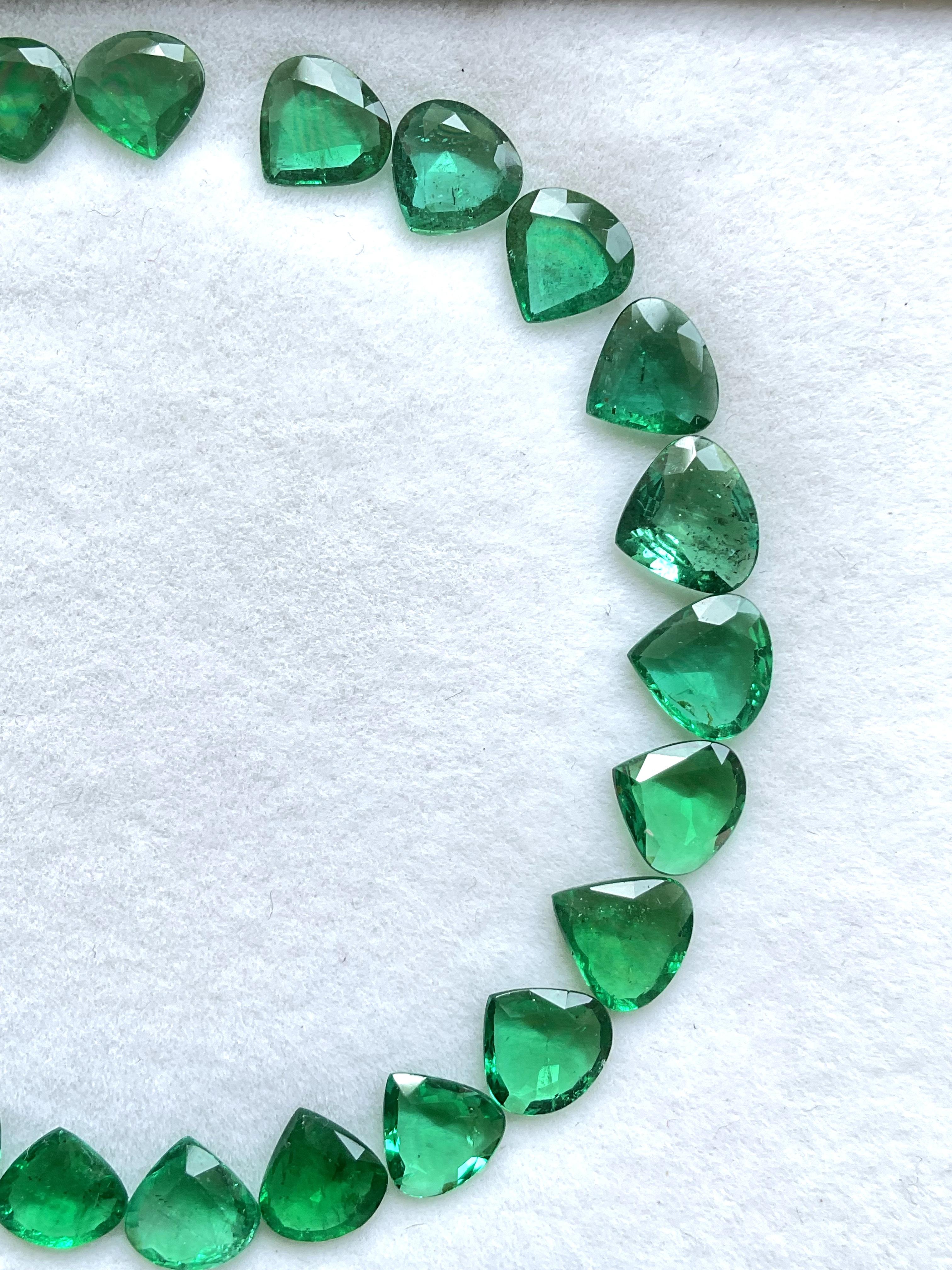 Women's or Men's 19.52 cts Zambian Emerald Heart Layout Suite Faceted Cut stone for fine Jewelry