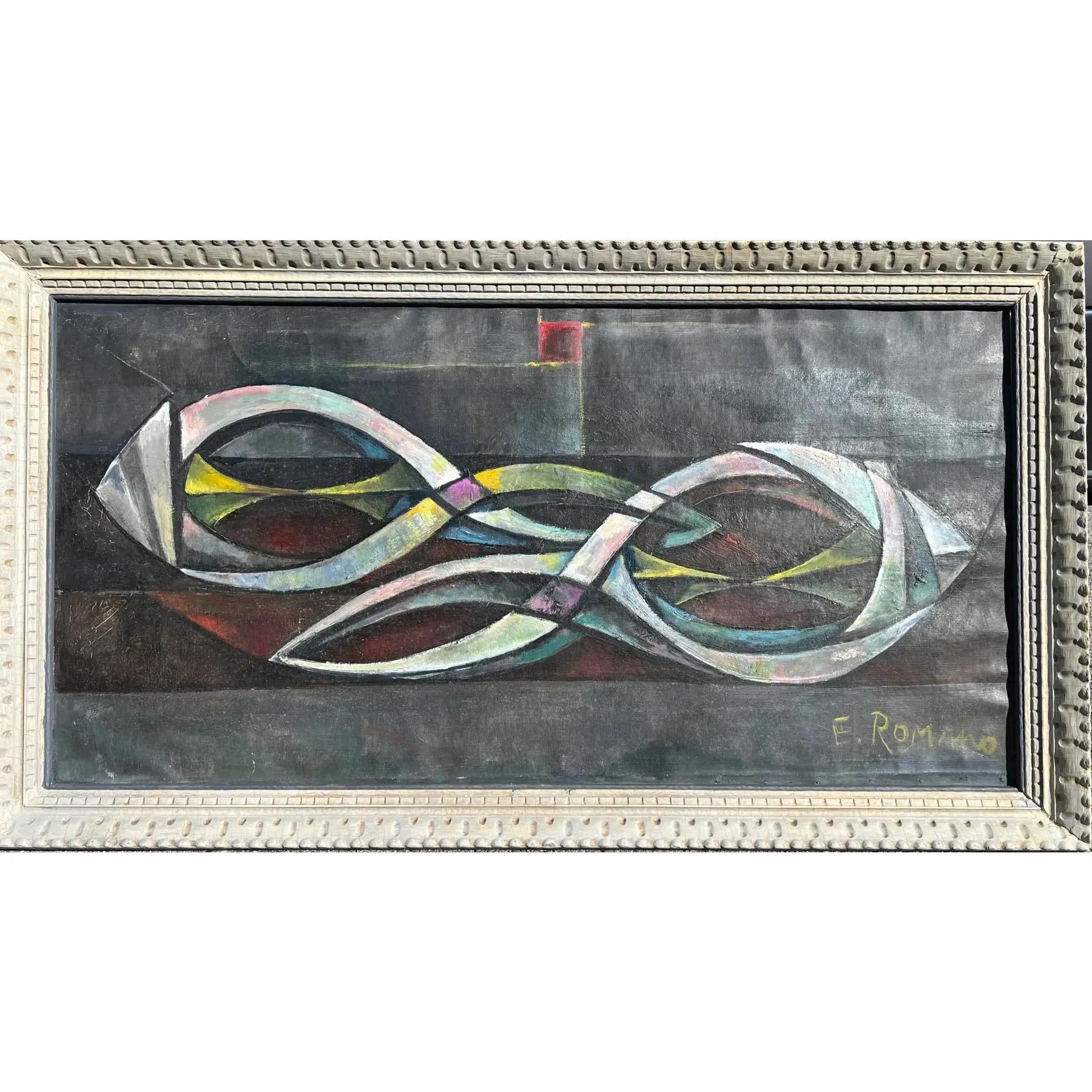 Un óleo sobre lienzo del artista cotizado E.Romano titulado 