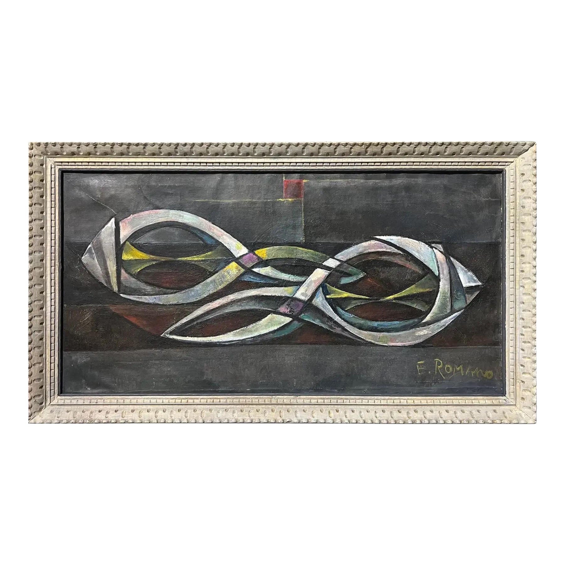 1952 E. Romano "Abstracciones" Pintura al óleo sobre lienzo en venta
