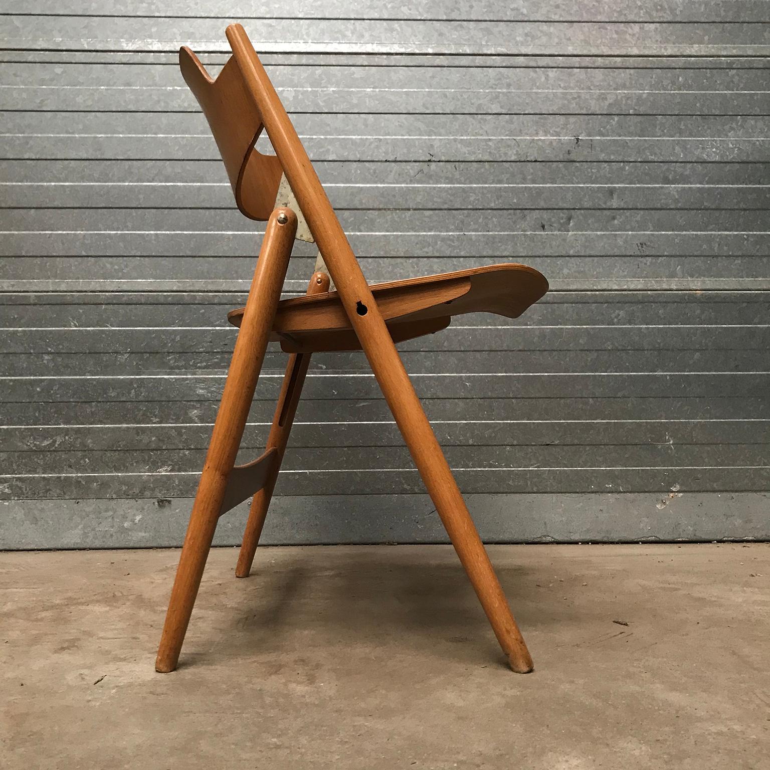 Mid-Century Modern 1952, Egon Eiermann for Wilde & Spieth, Wooden Folding Chair For Sale