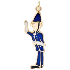 1952 Enamel 9 Karat Rose Gold British Bobby Police Officer Charm