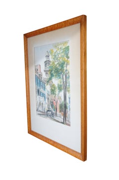 1952 George C Thomas II Nantucket Orange Street Watercolor Painting Birdseye
