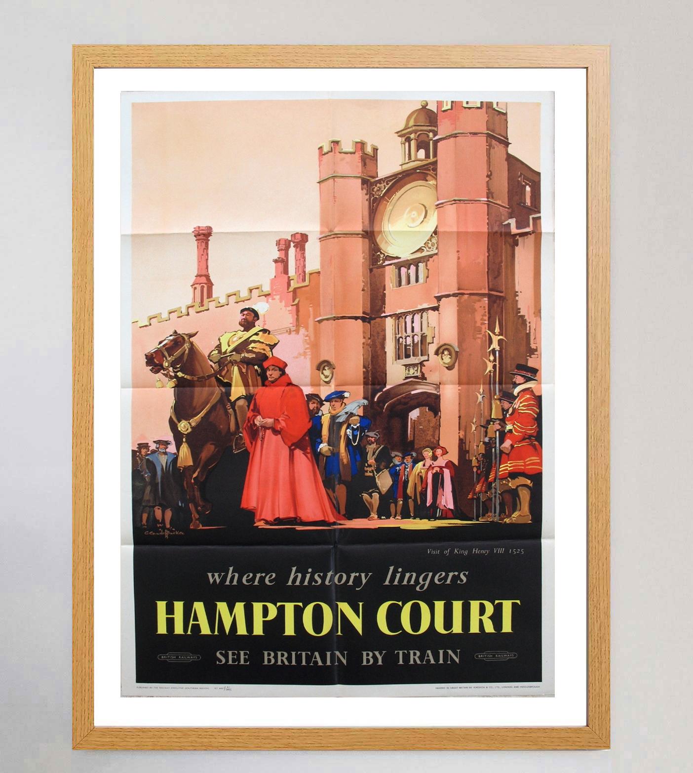 1952 Hampton Court - British Railways Original Vintage Poster In Good Condition For Sale In Winchester, GB
