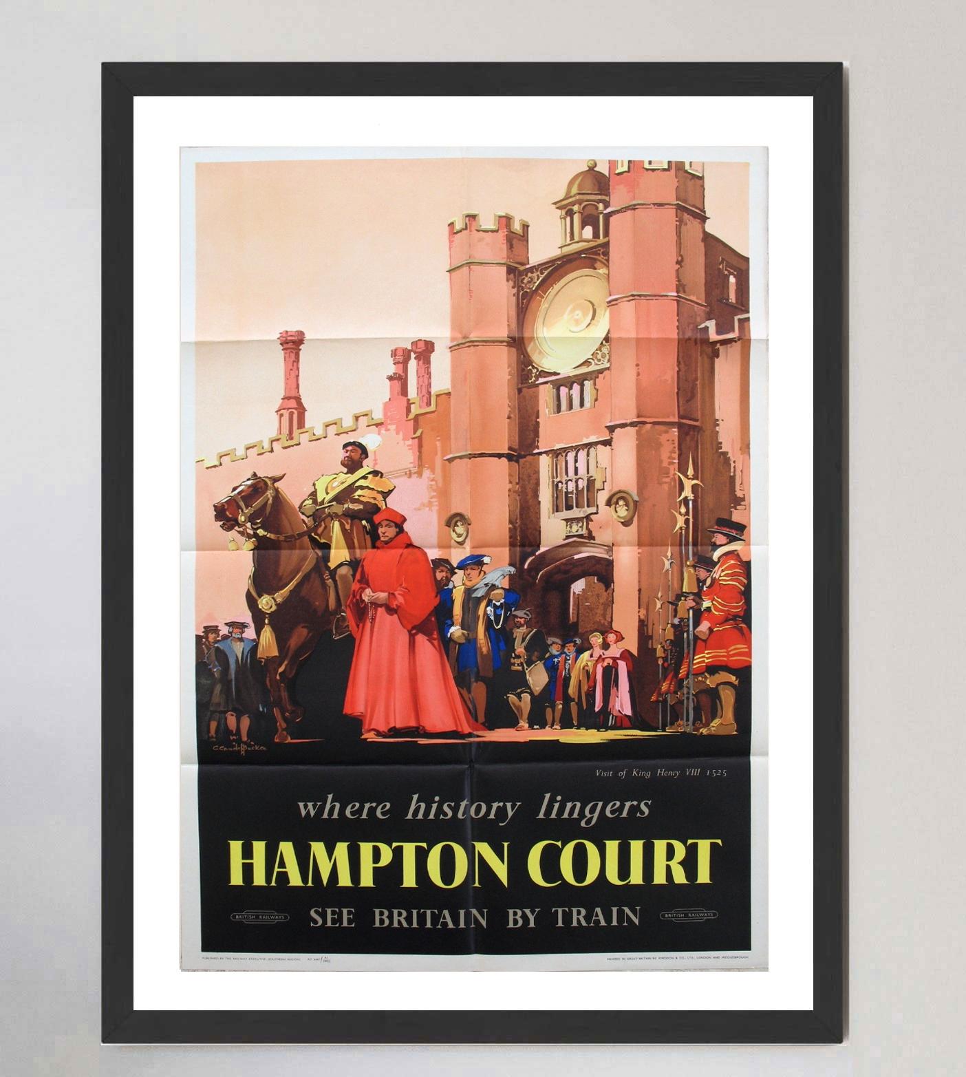 Milieu du XXe siècle Affiche vintage d'origine de 1952 Hampton Court - British Railways en vente