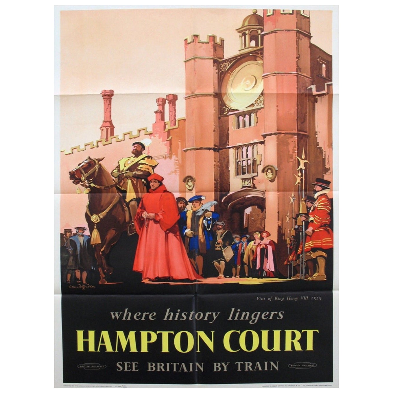 1952 Hampton Court - Britische Eisenbahnen Originalplakat