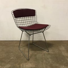 1952, Harrie Bertoia, Knoll International, Seltener gepolsterter Draht-Esszimmerstuhl