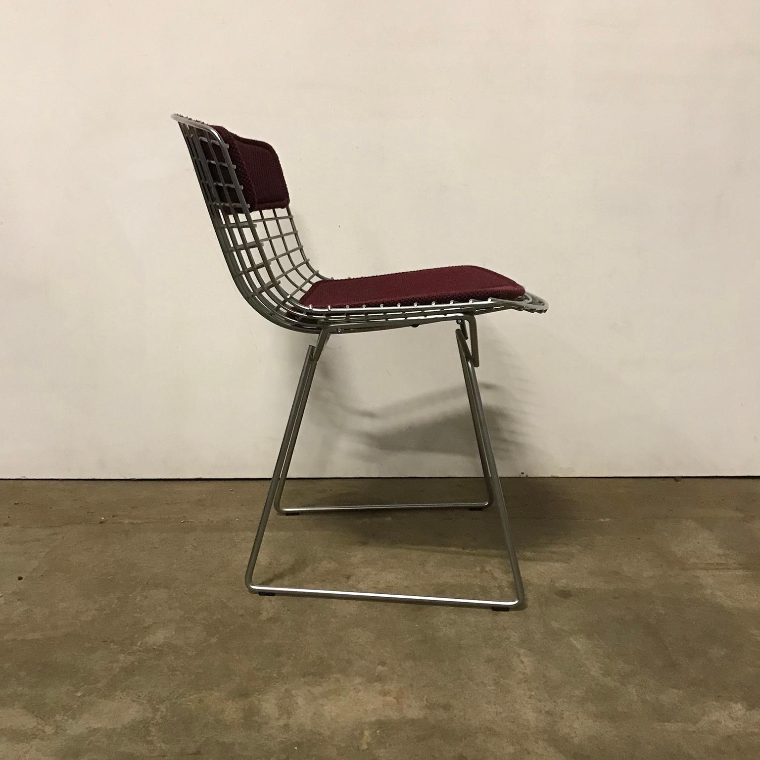 Mid-Century Modern 1952, Harrie Bertoia, Knoll International, Rarely Upholstered Wire Dining Chair