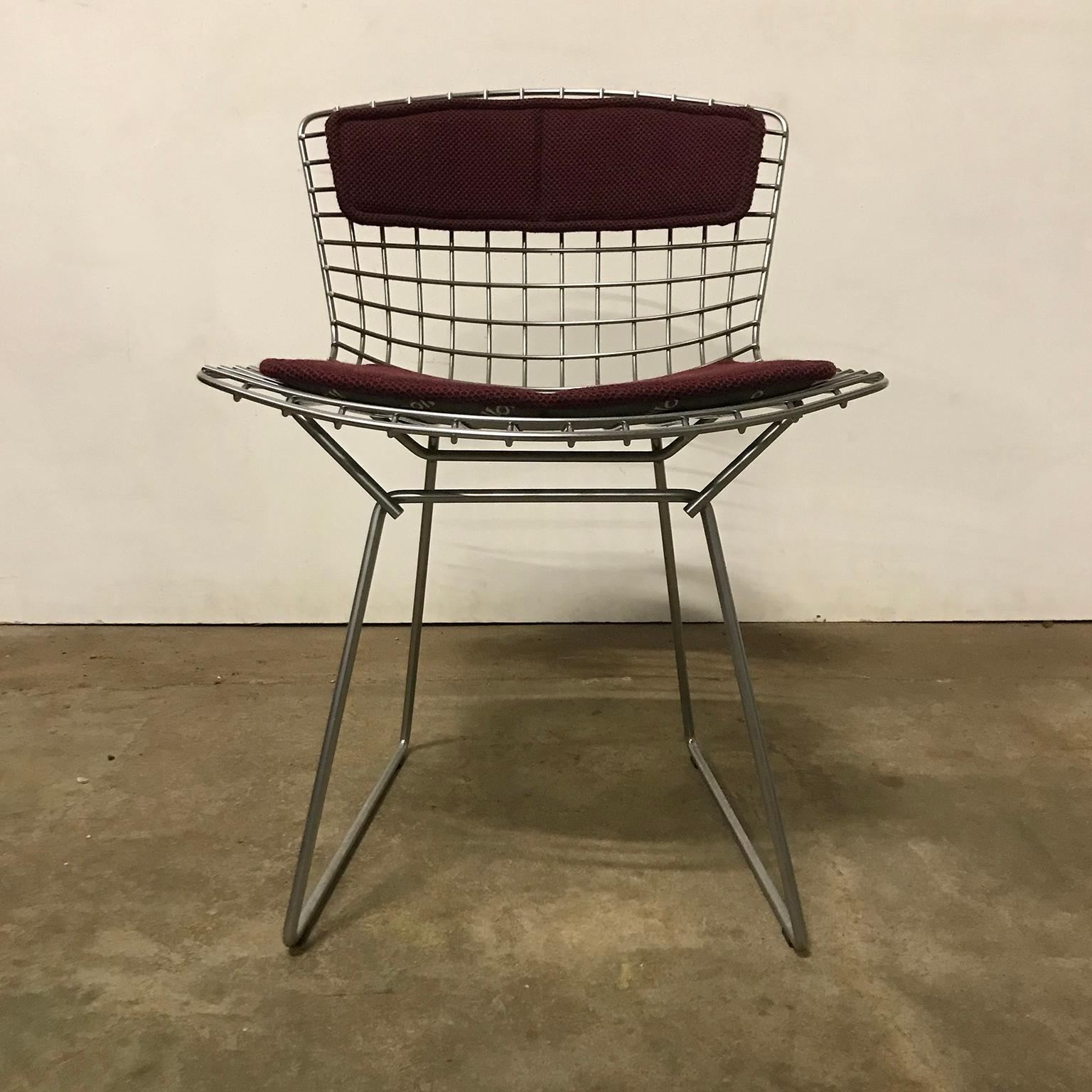1952, Harrie Bertoia, Knoll International, Rarely Upholstered Wire Dining Chair 1