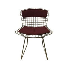 Vintage 1952, Harrie Bertoia, Knoll International, Rarely Upholstered Wire Dining Chair