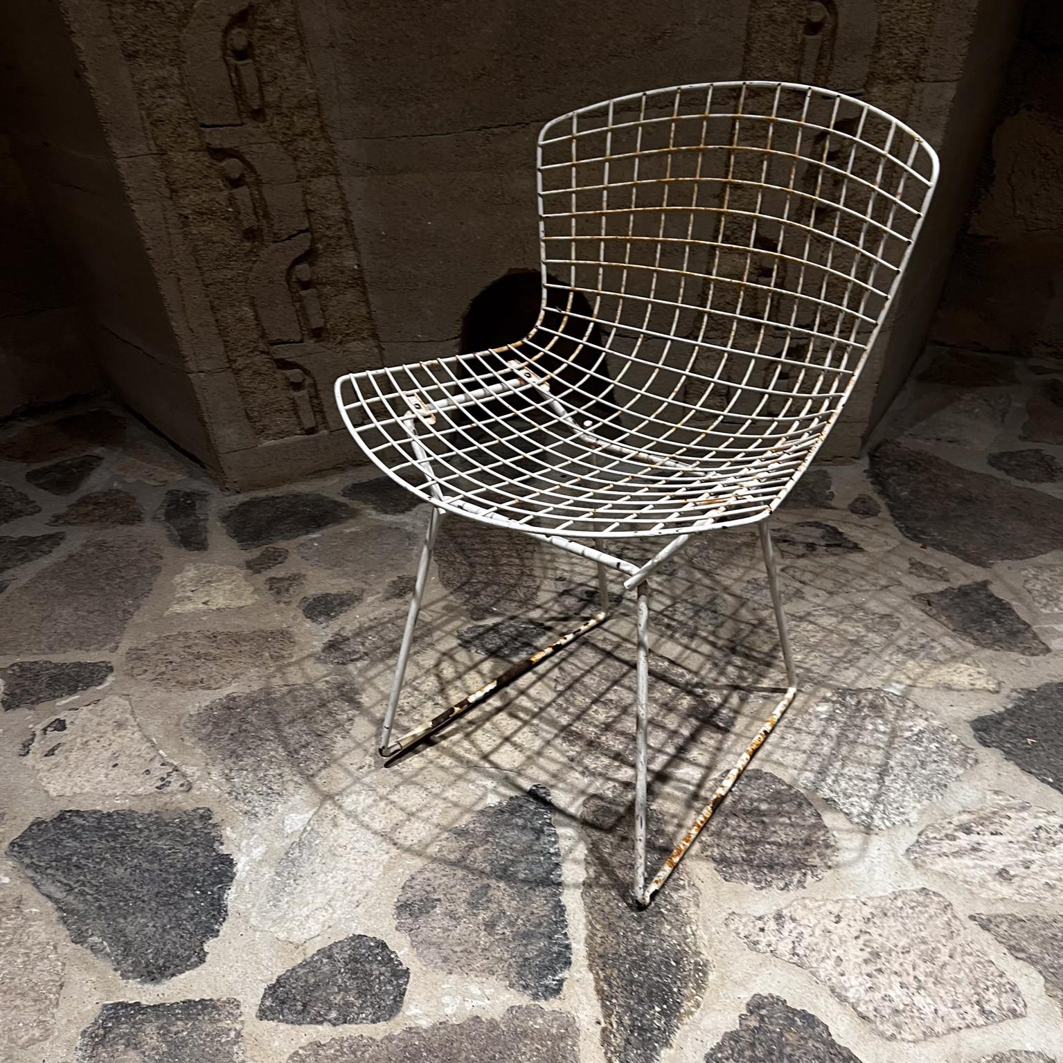 1952 Harry Bertoia Distressed Side Chair White 2