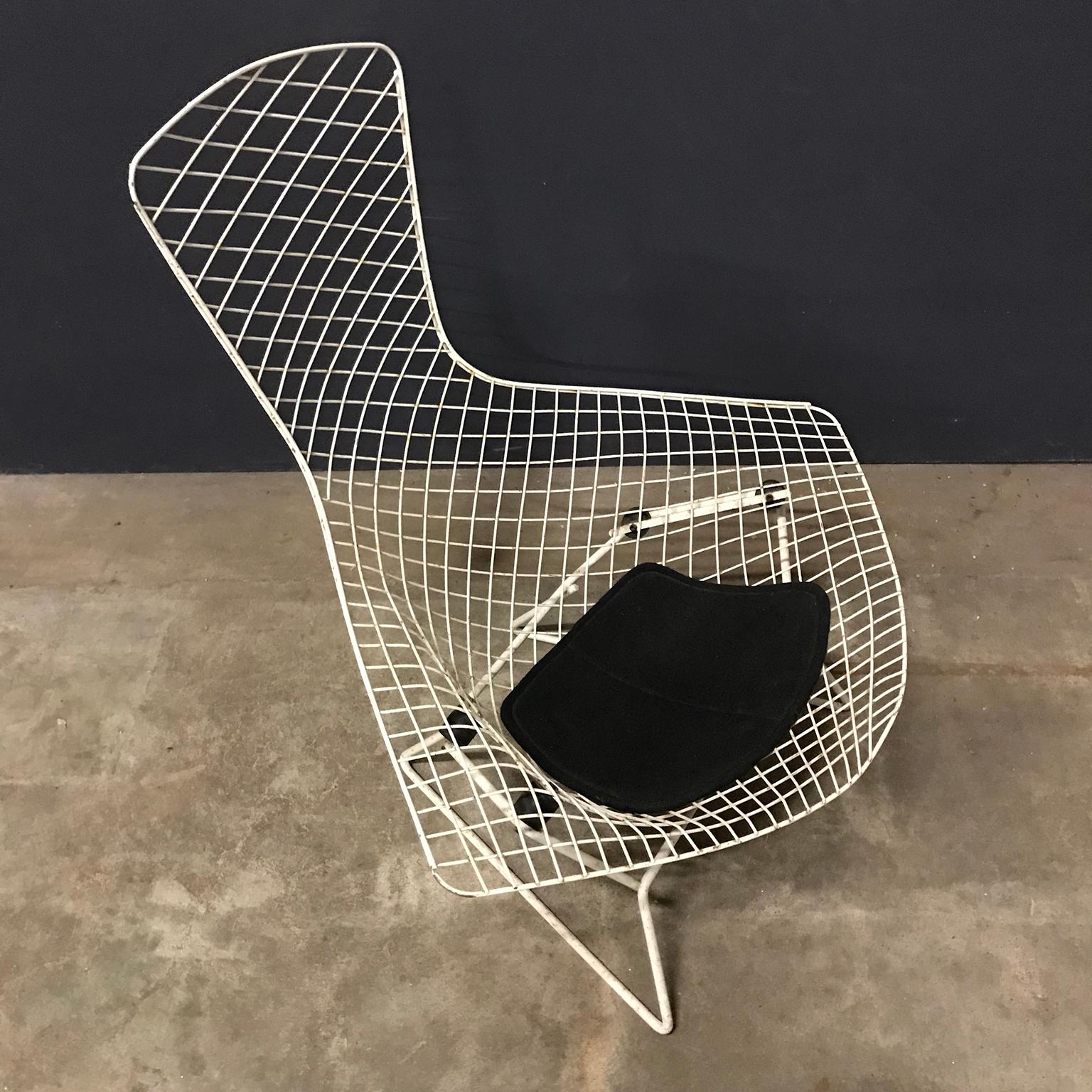 1952, Harry Bertoia, Knoll International, Bird Chair in White with Black Pillow 3