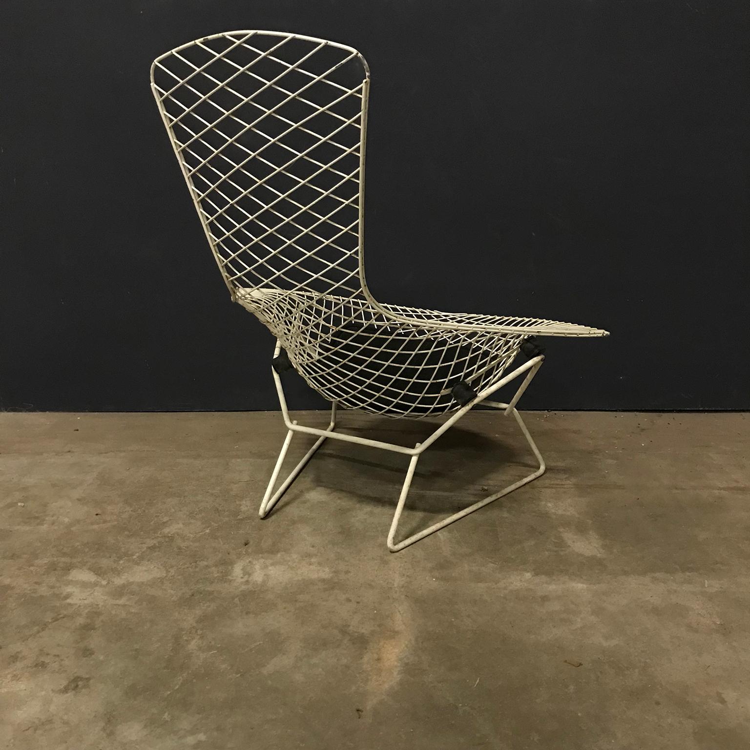 Mid-20th Century 1952, Harry Bertoia, Knoll International, Bird Chair in White with Black Pillow