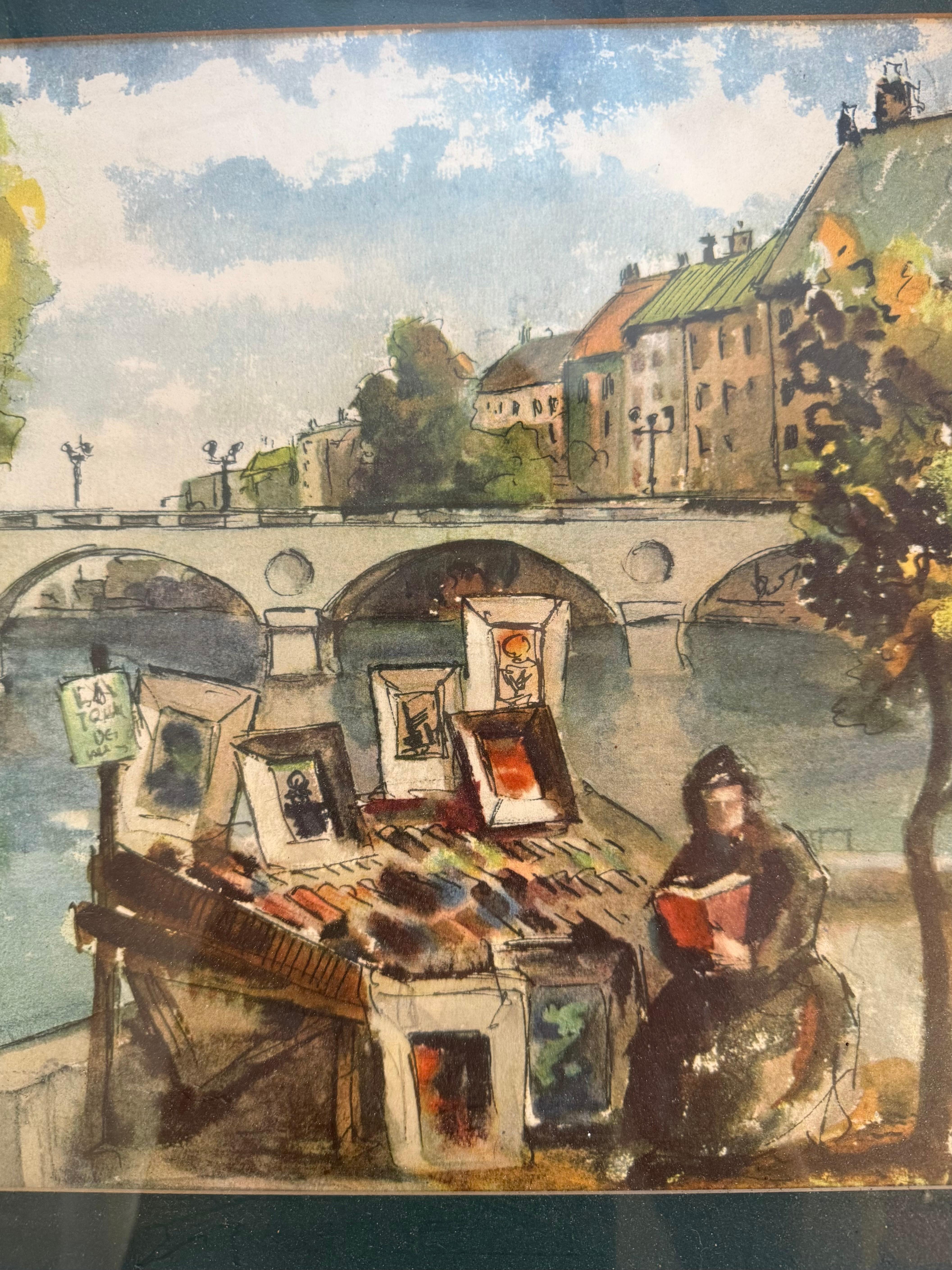 1952 La Charette Aux Fleurs Pintura de Robert Chase Estadounidense en venta