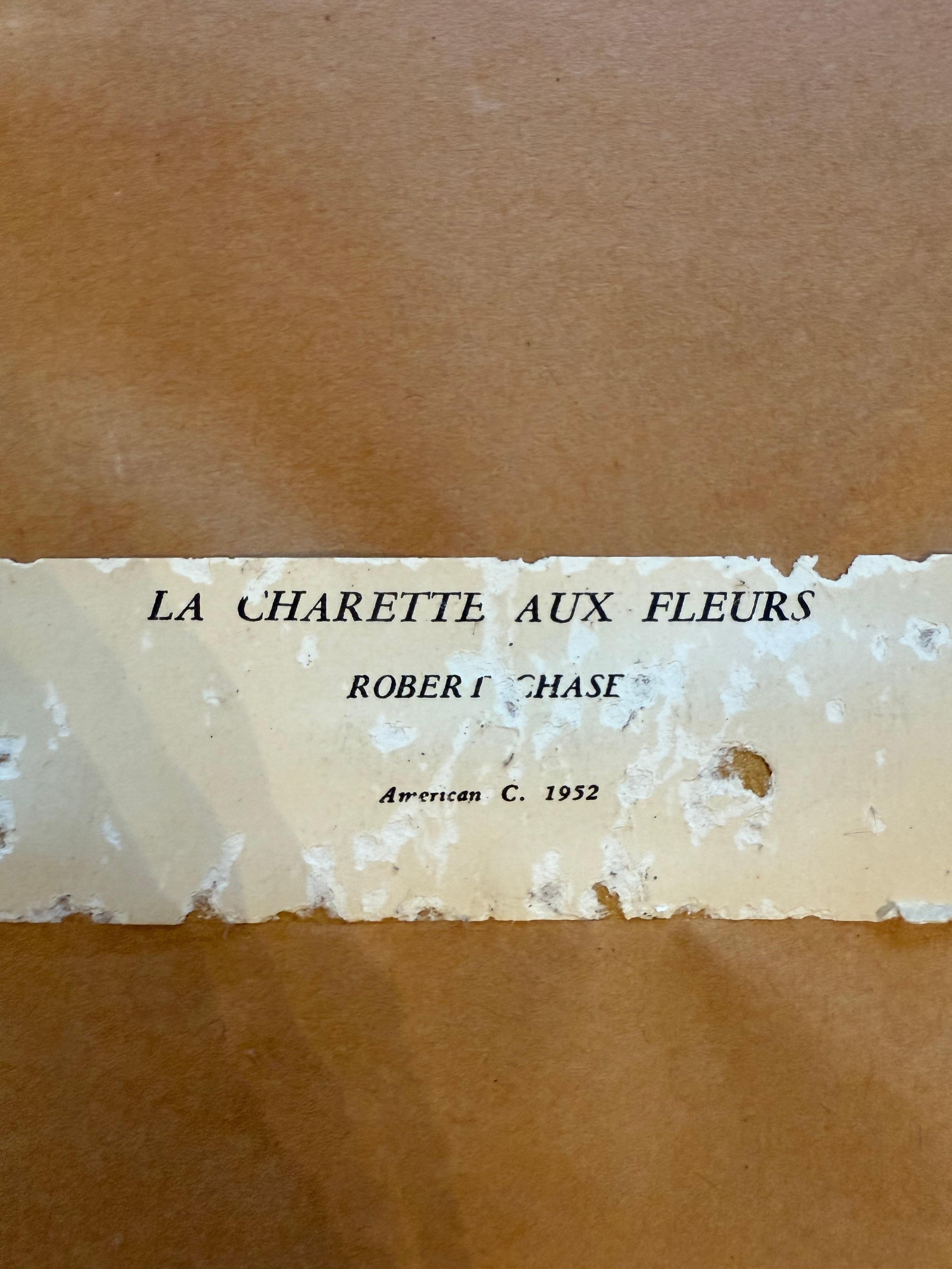 1952 La Charette Aux Fleurs Pintura de Robert Chase Papel en venta