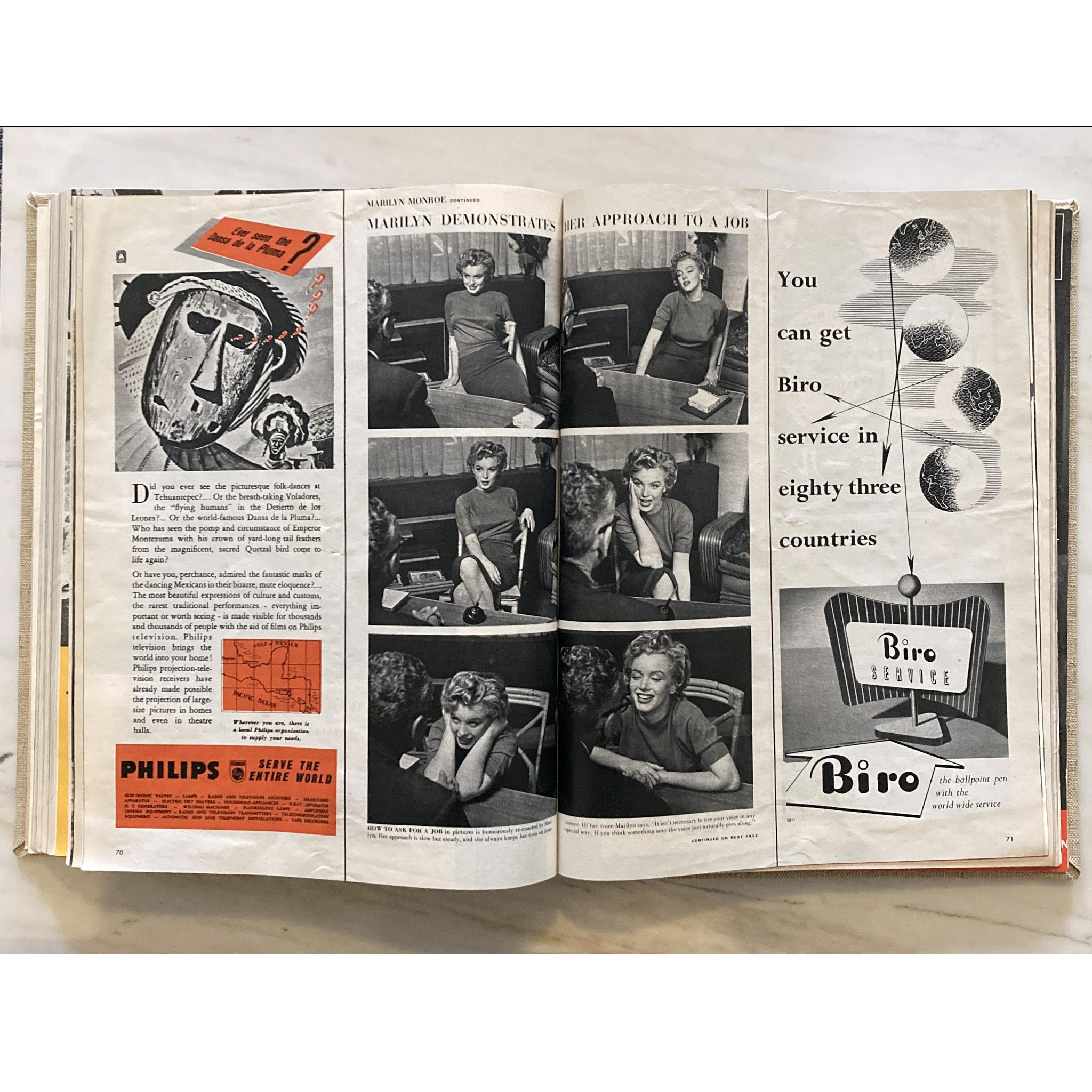 1952 Life Magazines Volume relié, y compris le numéro de Marilyn Monroe, janvier-juin 13 numéros en vente 9