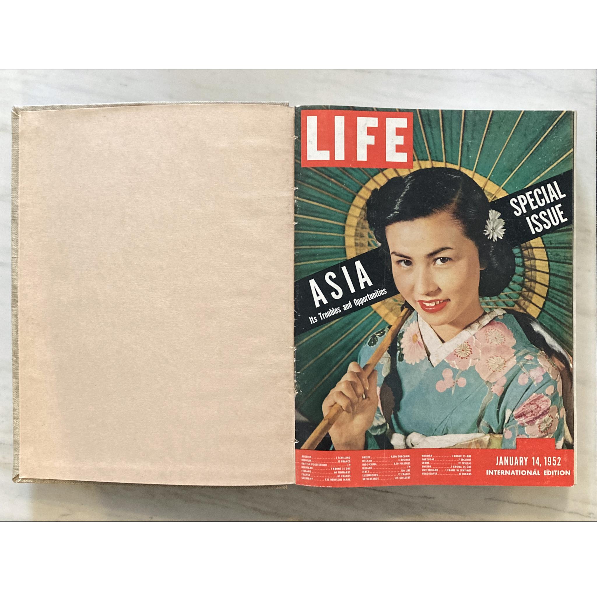 Américain 1952 Life Magazines Volume relié, y compris le numéro de Marilyn Monroe, janvier-juin 13 numéros en vente