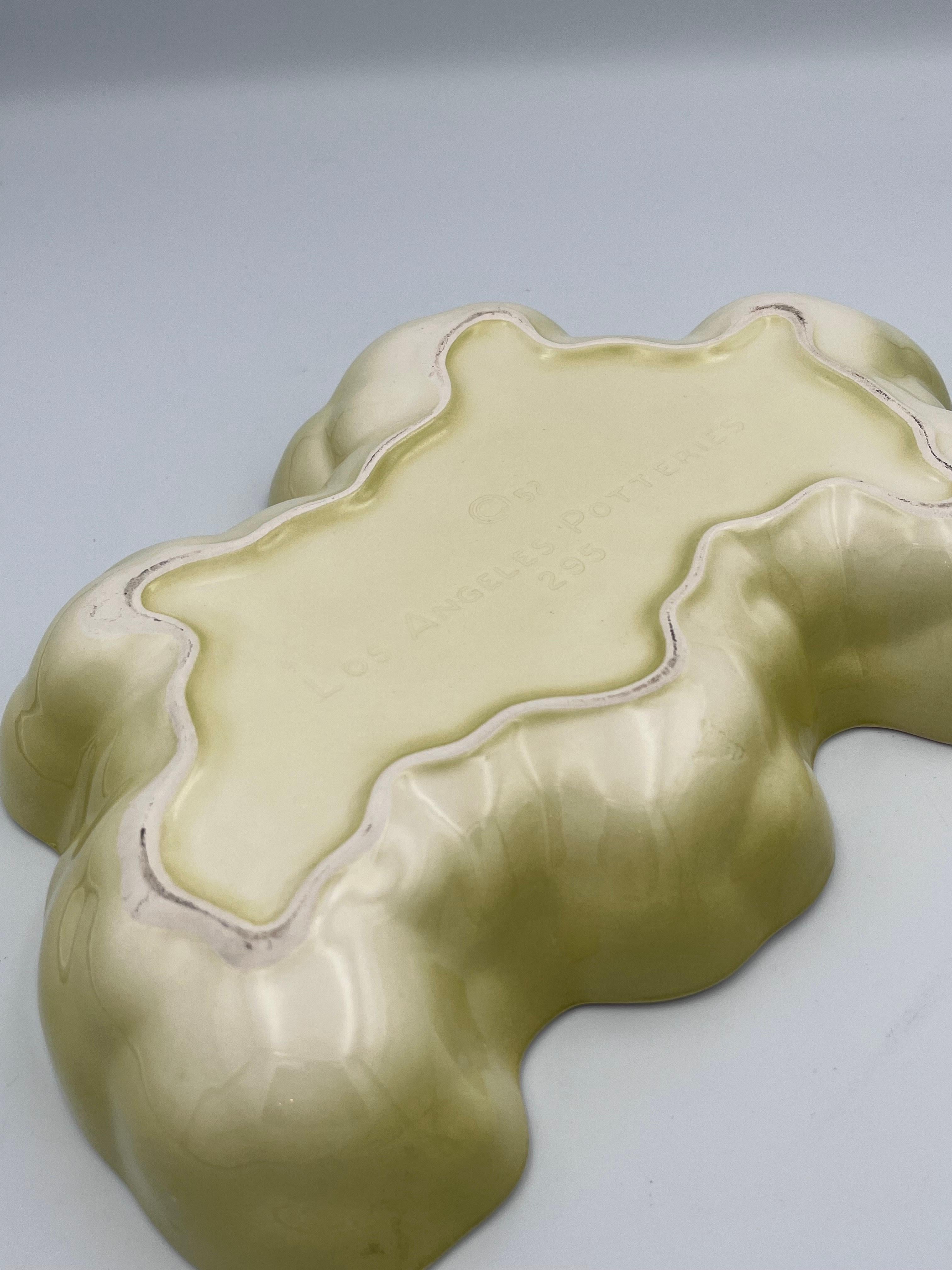 1952 Los Angeles Potteries Amorphous Ceramic Flamingo Bowl in Yellow For Sale 5