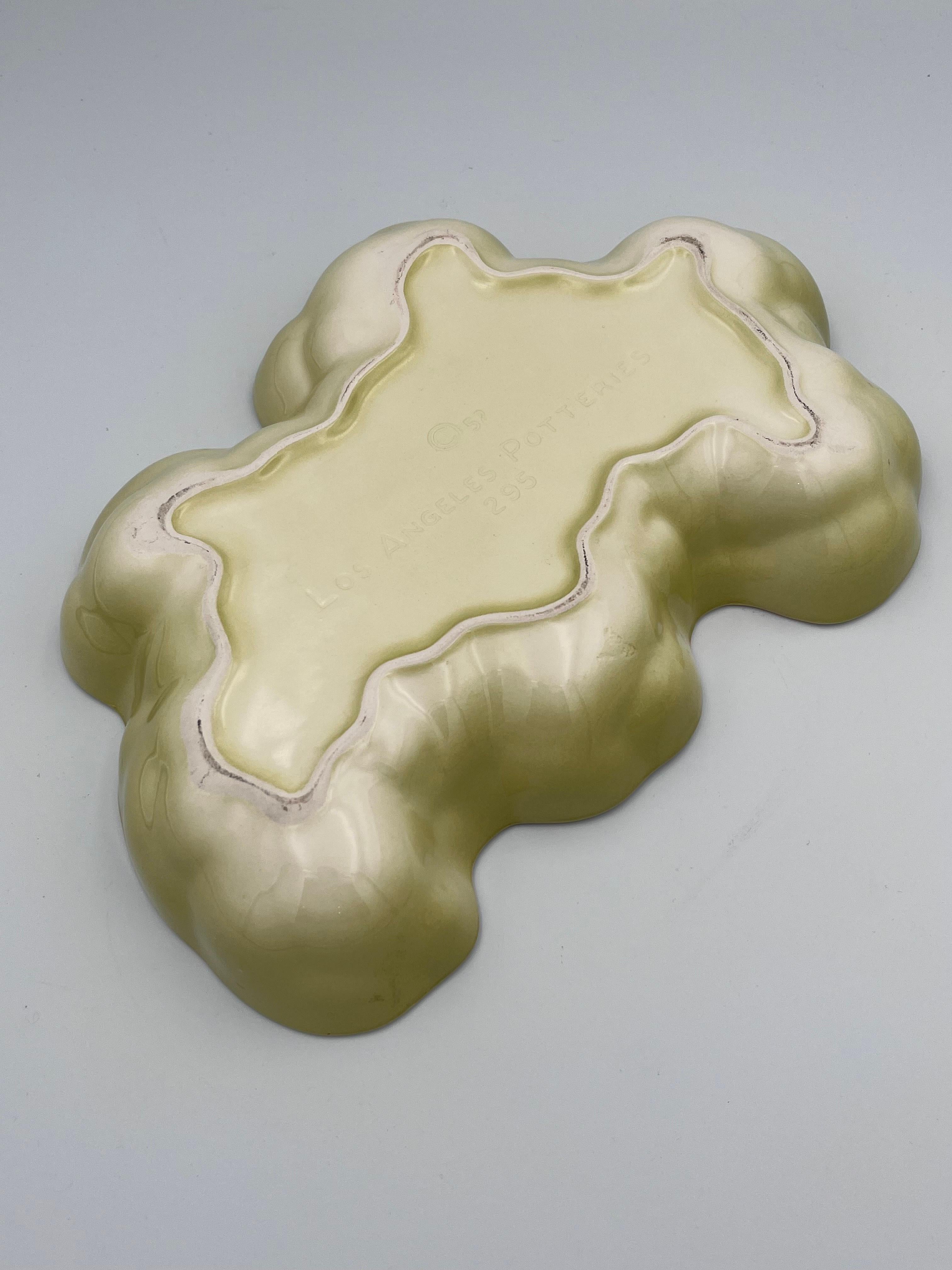 1952 Los Angeles Potteries Amorphous Ceramic Flamingo Bowl in Yellow For Sale 7