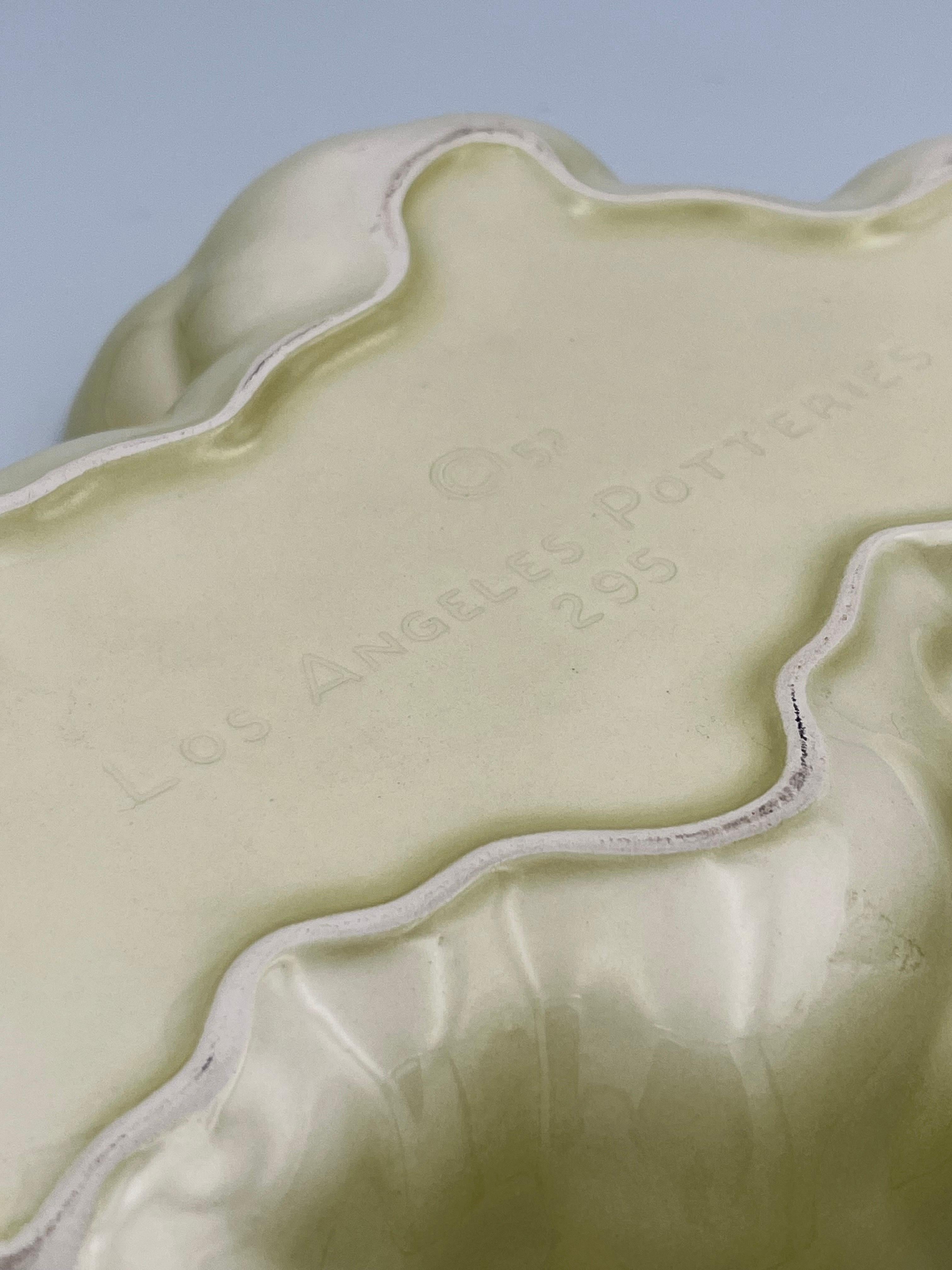 1952 Los Angeles Potteries Amorphous Ceramic Flamingo Bowl in Yellow For Sale 8