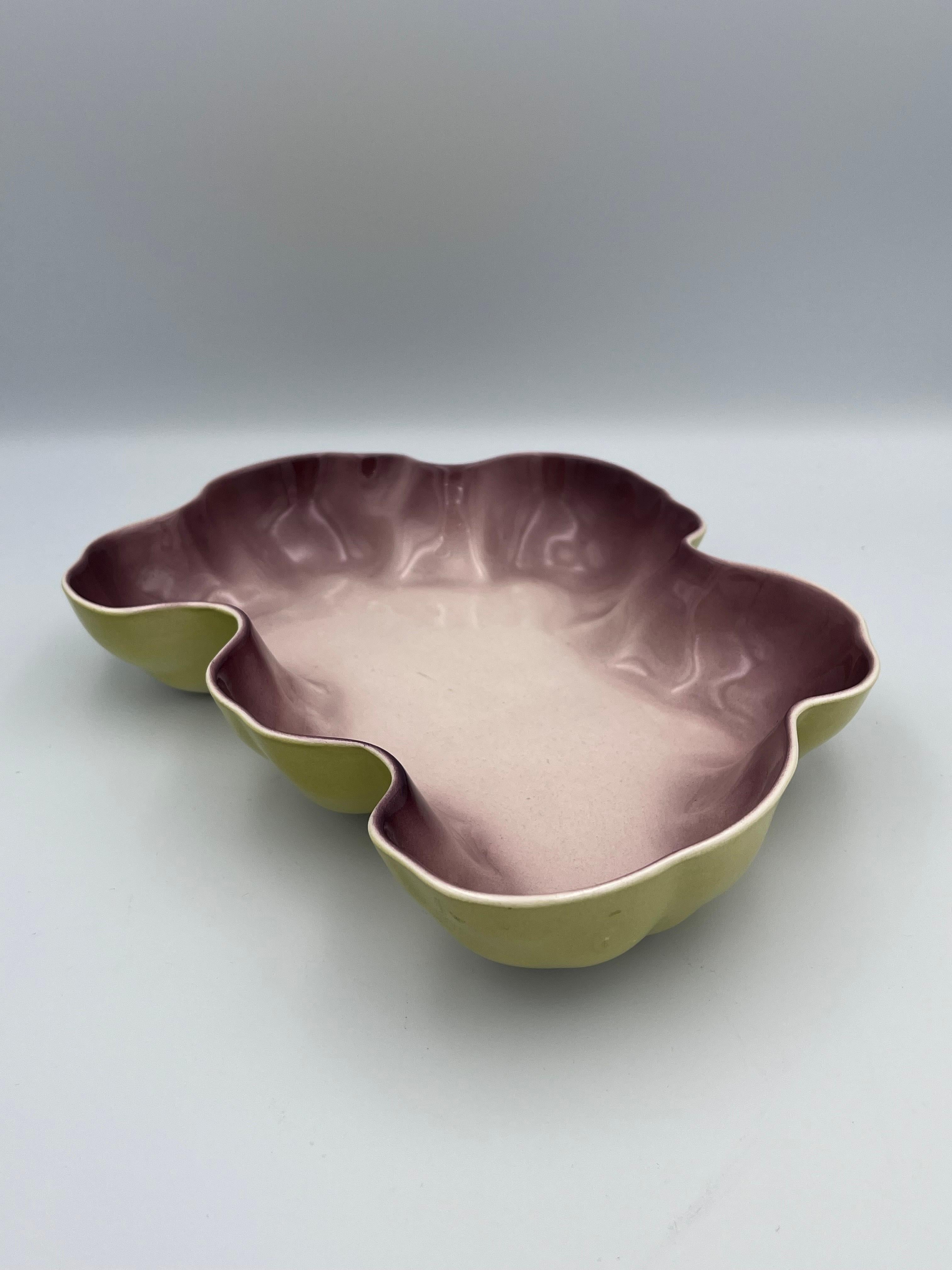 American 1952 Los Angeles Potteries Amorphous Ceramic Flamingo Bowl in Yellow For Sale