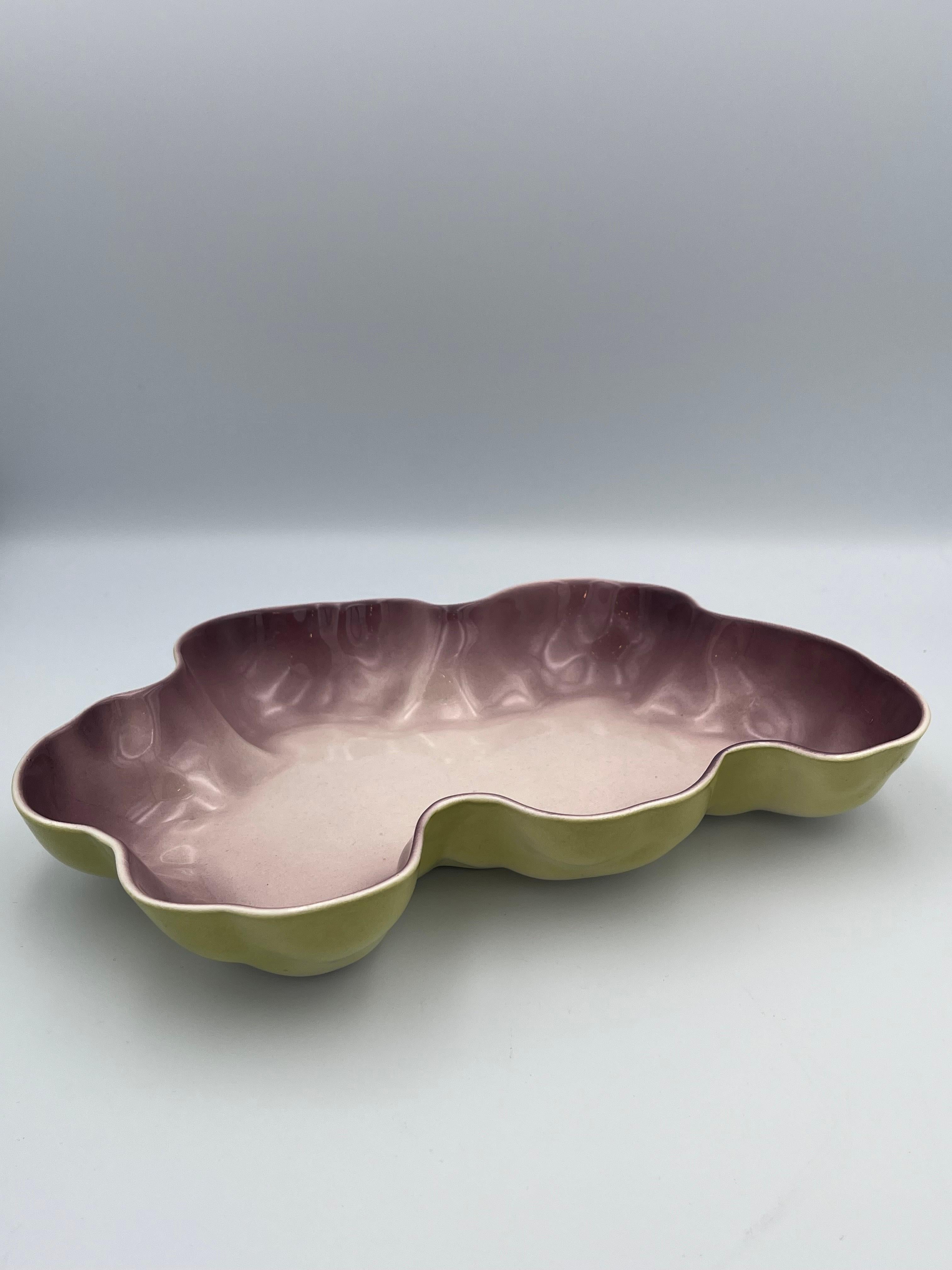Mid-20th Century 1952 Los Angeles Potteries Amorphous Ceramic Flamingo Bowl in Yellow For Sale