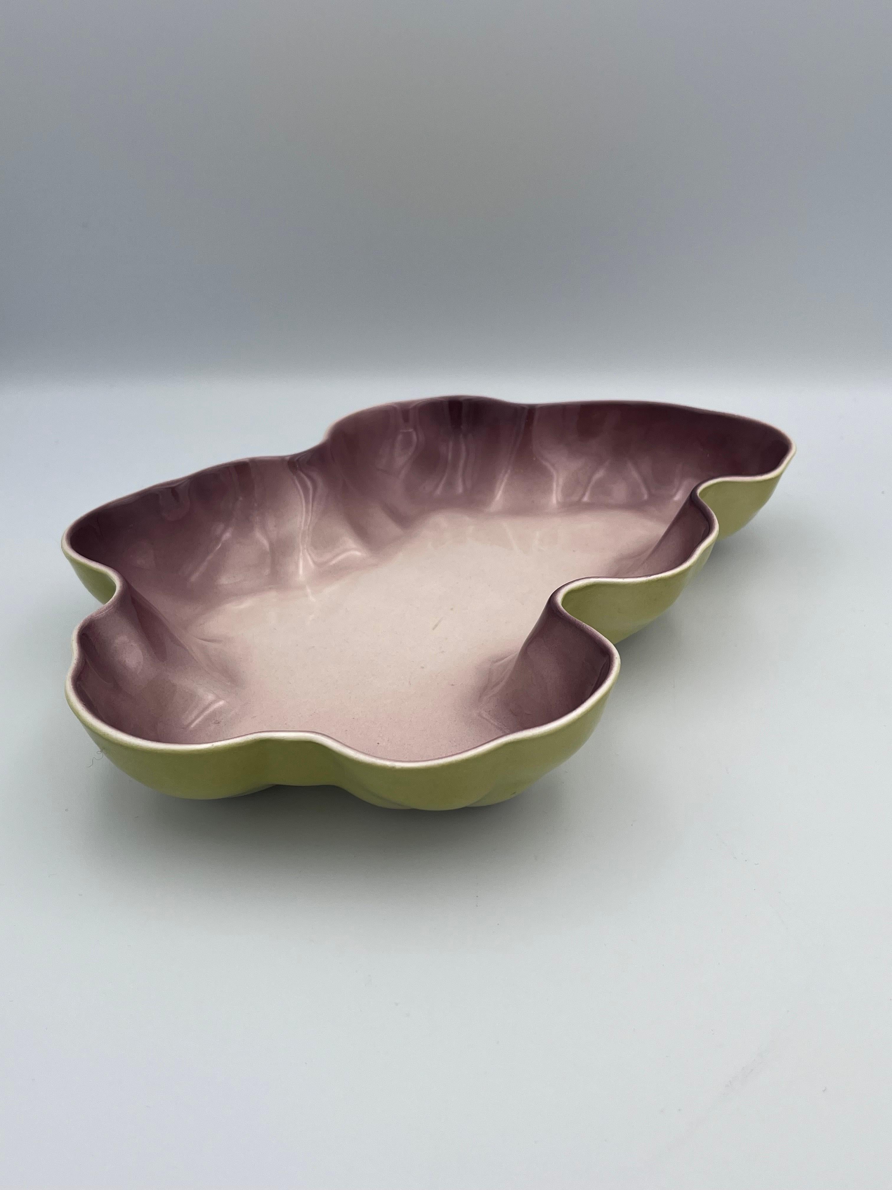 1952 Los Angeles Potteries Amorphous Ceramic Flamingo Bowl in Yellow For Sale 2